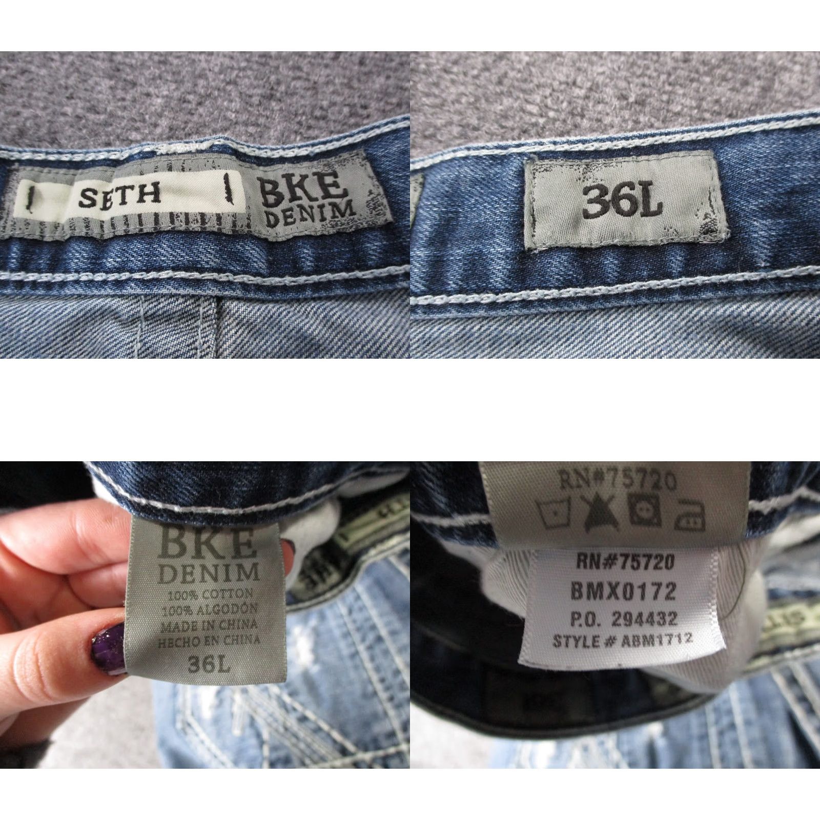 Vintage BKE Jeans Mens 36 Blue Denim Seth Wide Bootcut Baggy Faded Streetwear Jeans Size US 36 / EU 52 - 8 Thumbnail