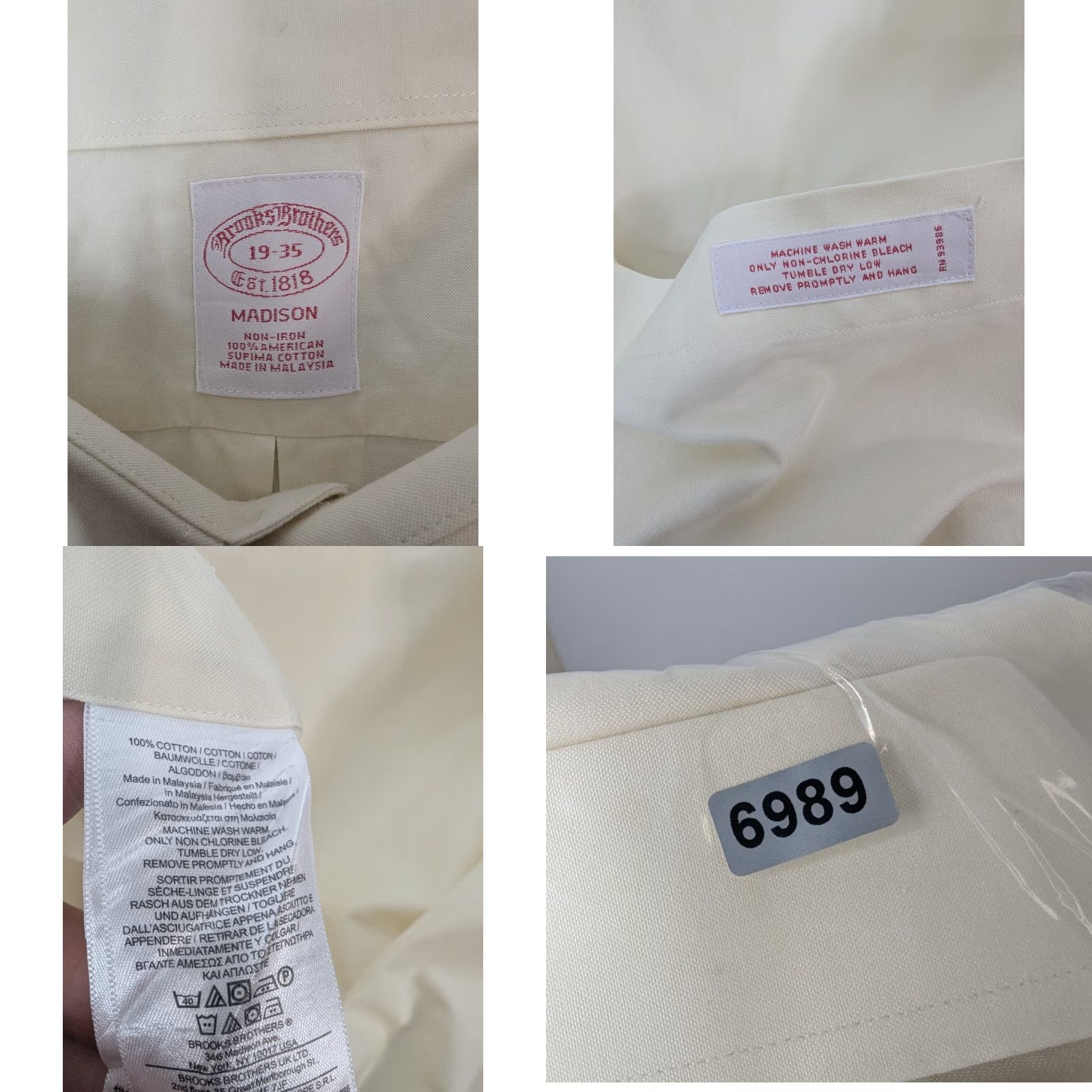 Brooks Brothers Brooks Brothers Madison Shirt Men's 19-35 Non Iron Supima Cotton Button Up L/S Shirt Size US XXL / EU 58 / 5 - 8 Thumbnail