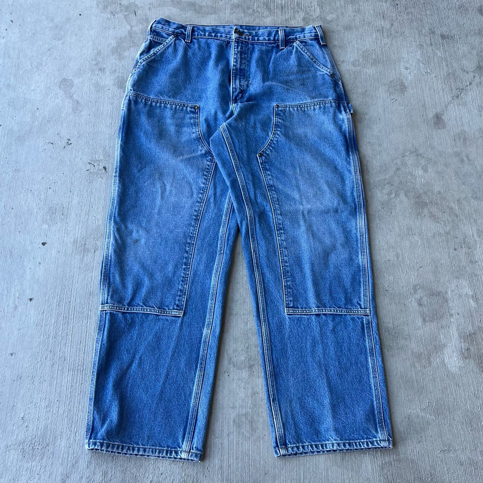 Carhartt × Vintage Carhartt denim blue jeans double knee work carpenter pants Size US 36 / EU 52 - 1 Thumbnail