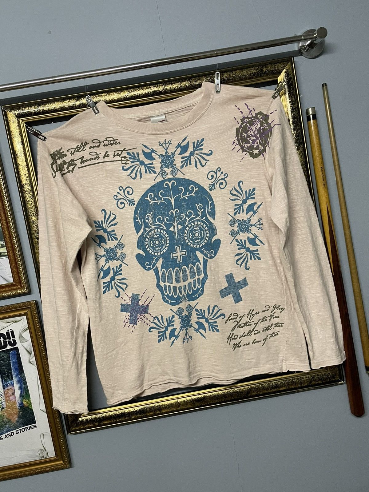 Japanese Brand Vintage 90s Japan Designer Streetwear Big Skull Poem Tshirt Size US M / EU 48-50 / 2 - 2 Thumbnail