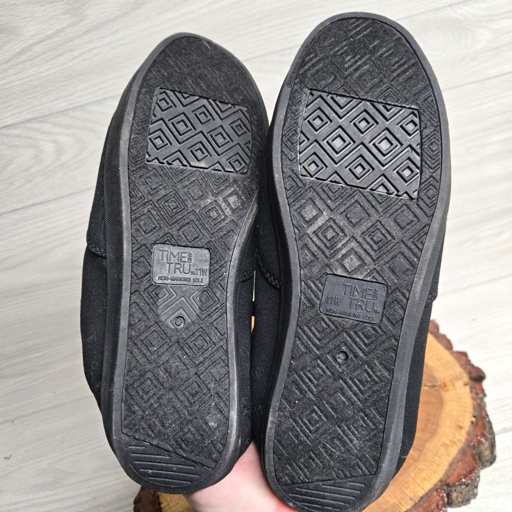 Vintage Time And Tru Black Loafer Scrunch Women Wide 11 US 43 EU 9 UK 9 Brand New Lace Up Studded Memory Foam Flat Square Toe Slip On Footwear Size US 11 / IT 41 - 6 Thumbnail