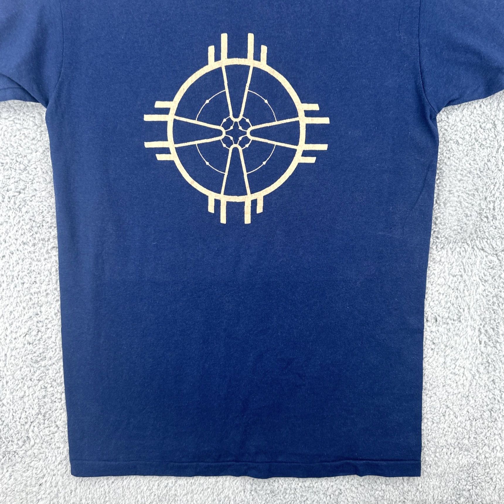 Hanes VINTAGE Hanes Fifty-Fifty 80s Men’s M Short Sleeve T Shirt Blue Zia Symbol Mens Size US M / EU 48-50 / 2 - 5 Thumbnail