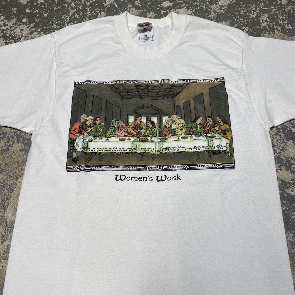 Japanese Brand × Vintage Vintage Women’s Work Last Supper Activist Parody 90s Tshirt Size US M / EU 48-50 / 2 - 6 Thumbnail