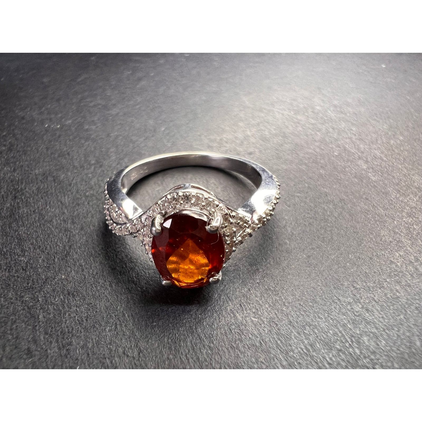 Other NEW Hessonite garnet and zircon ring in 925 silver size 7 Size ONE SIZE - 10 Thumbnail