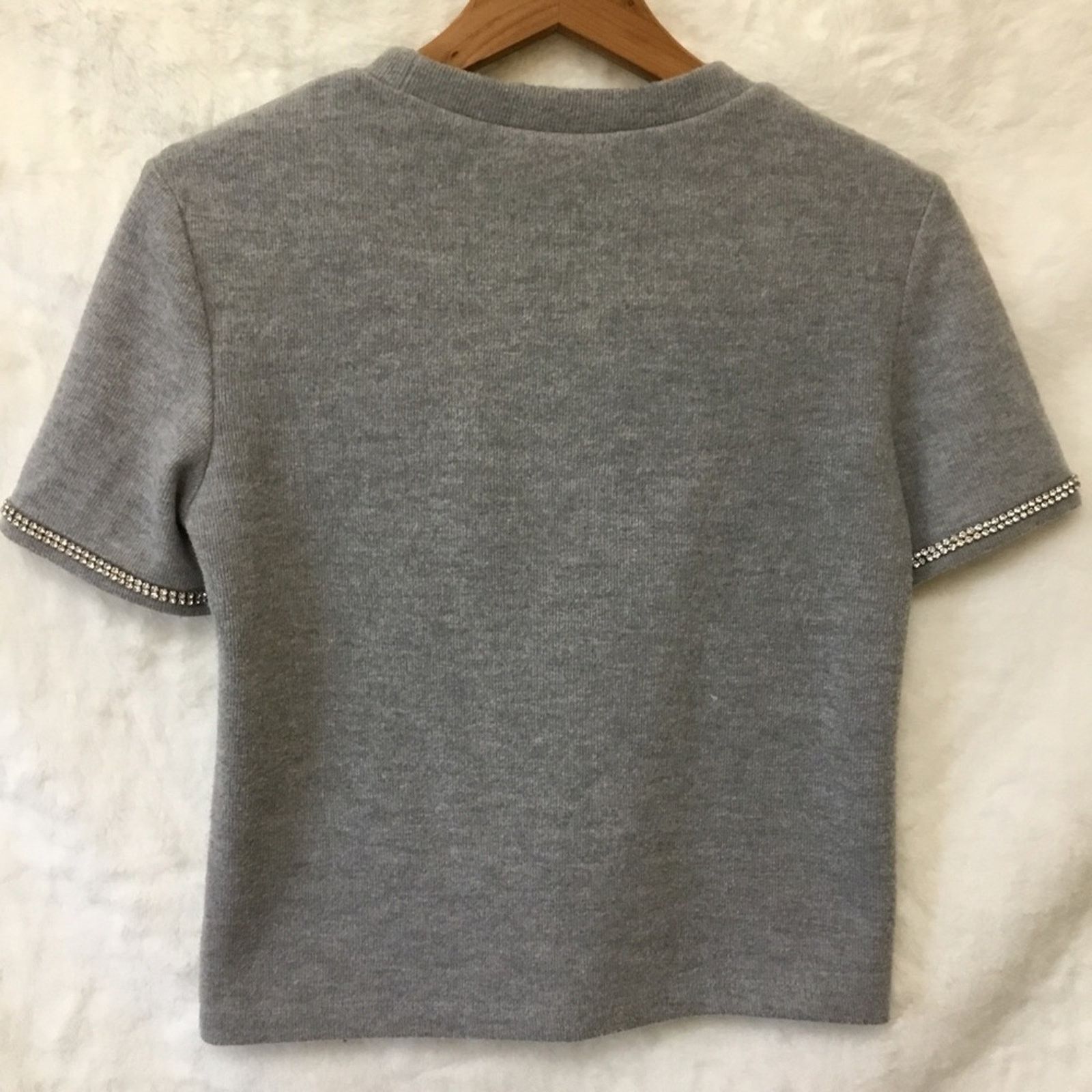 Zara Zara Gray Knit Short Sleeve Top Size S / US 4 / IT 40 - 8 Thumbnail
