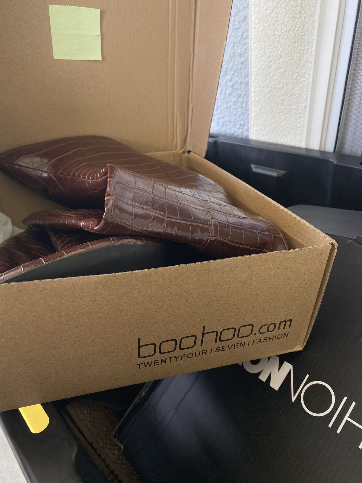 Boohoo Boohoo Size 11 Women’s Brown Croc-Embossed Pointed Toe Boots Size US 10.5 / IT 40.5 - 5 Thumbnail