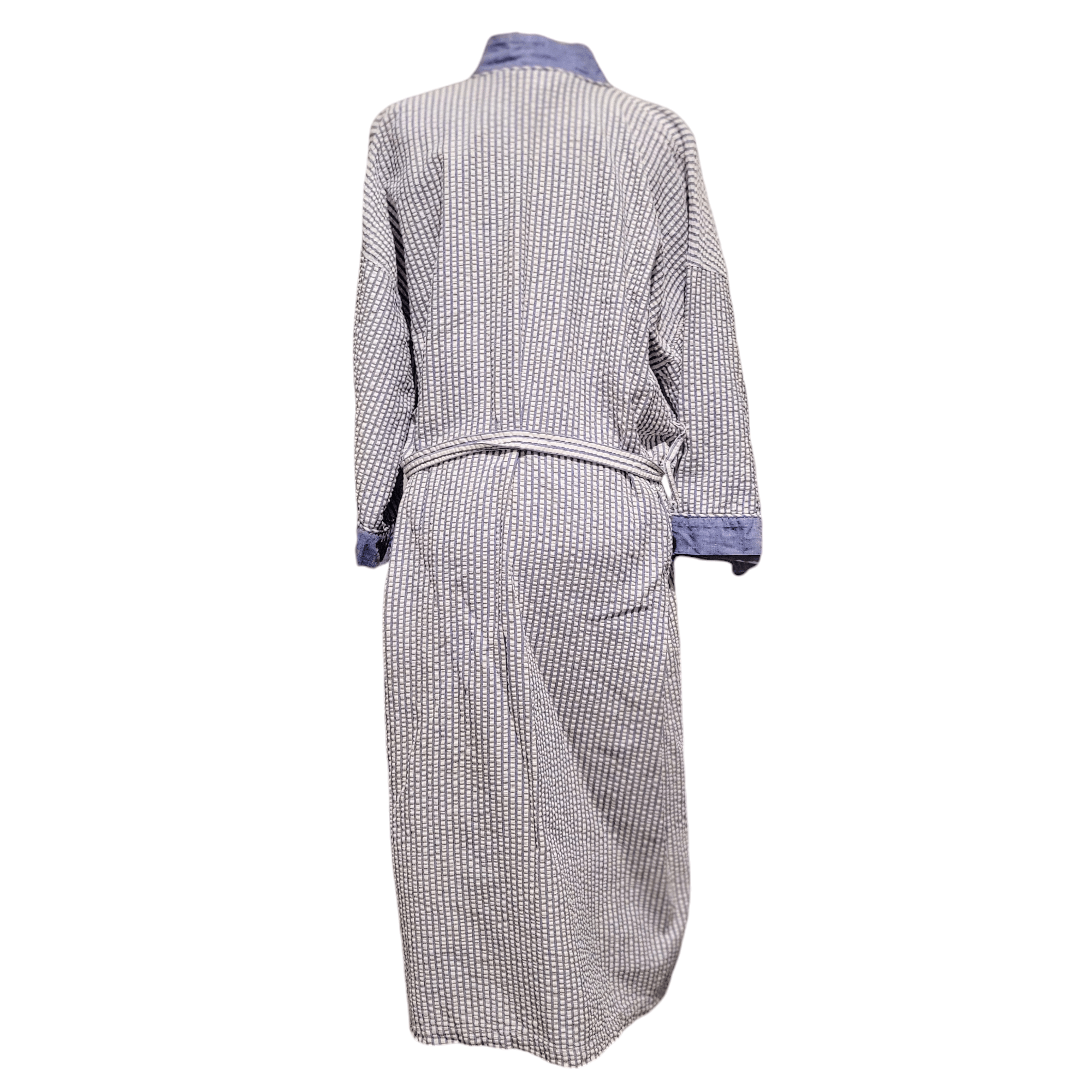 Bill Blass Bill Blass Lightweight Blue White Seersucker Cotton Robe Size ONE SIZE - 6 Thumbnail