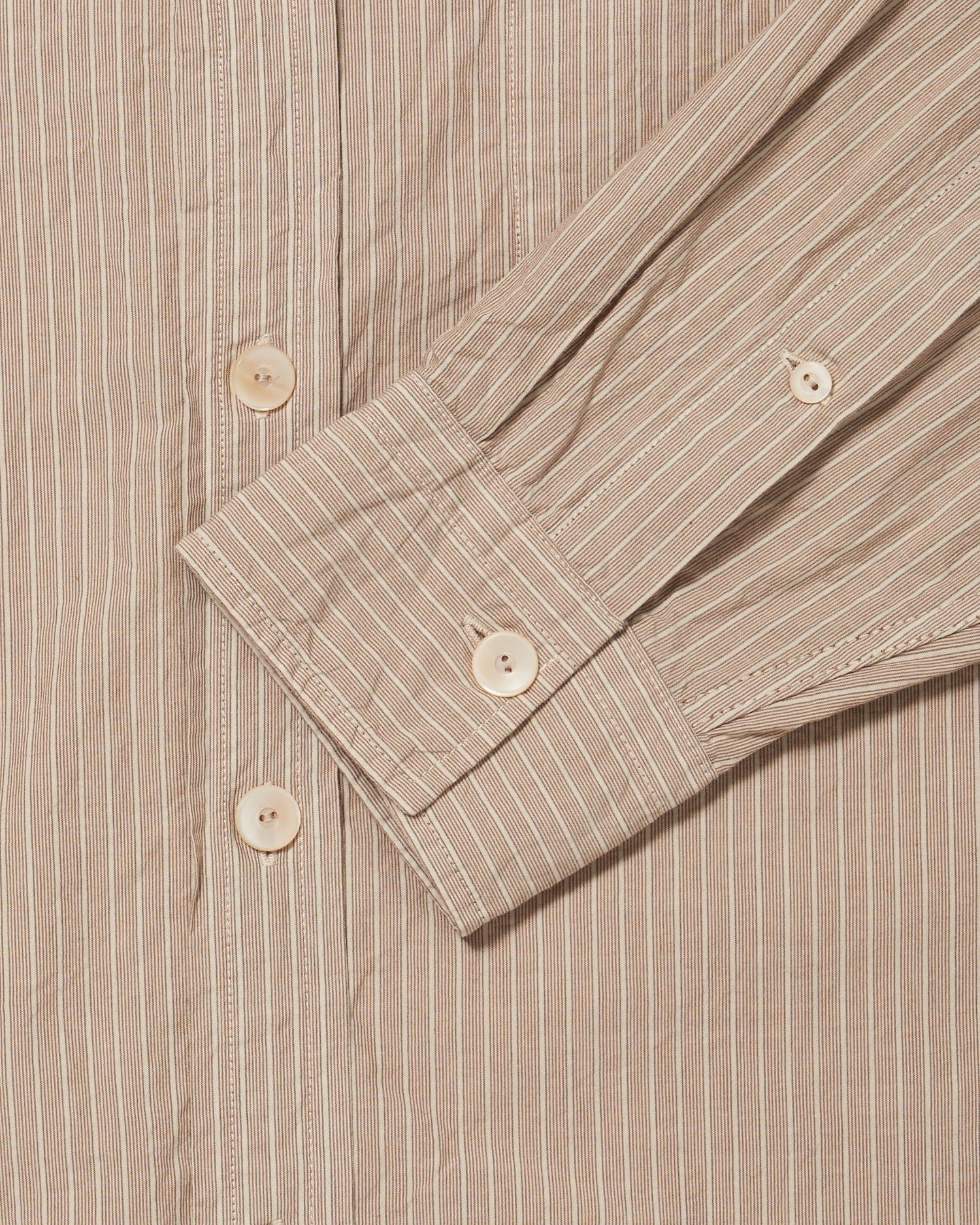 Taiga Takahashi Taiga Takahashi LOT.106 NARROW COLLAR SHIRT BEIGE STRIPE Size US S / EU 44-46 / 1 - 9 Thumbnail
