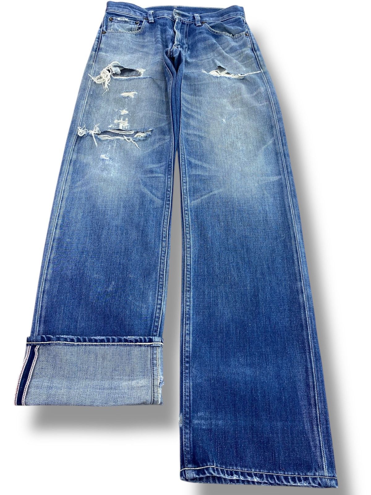 Levis X selvage Distressed Mud Wash Straight Cut Style Jeans