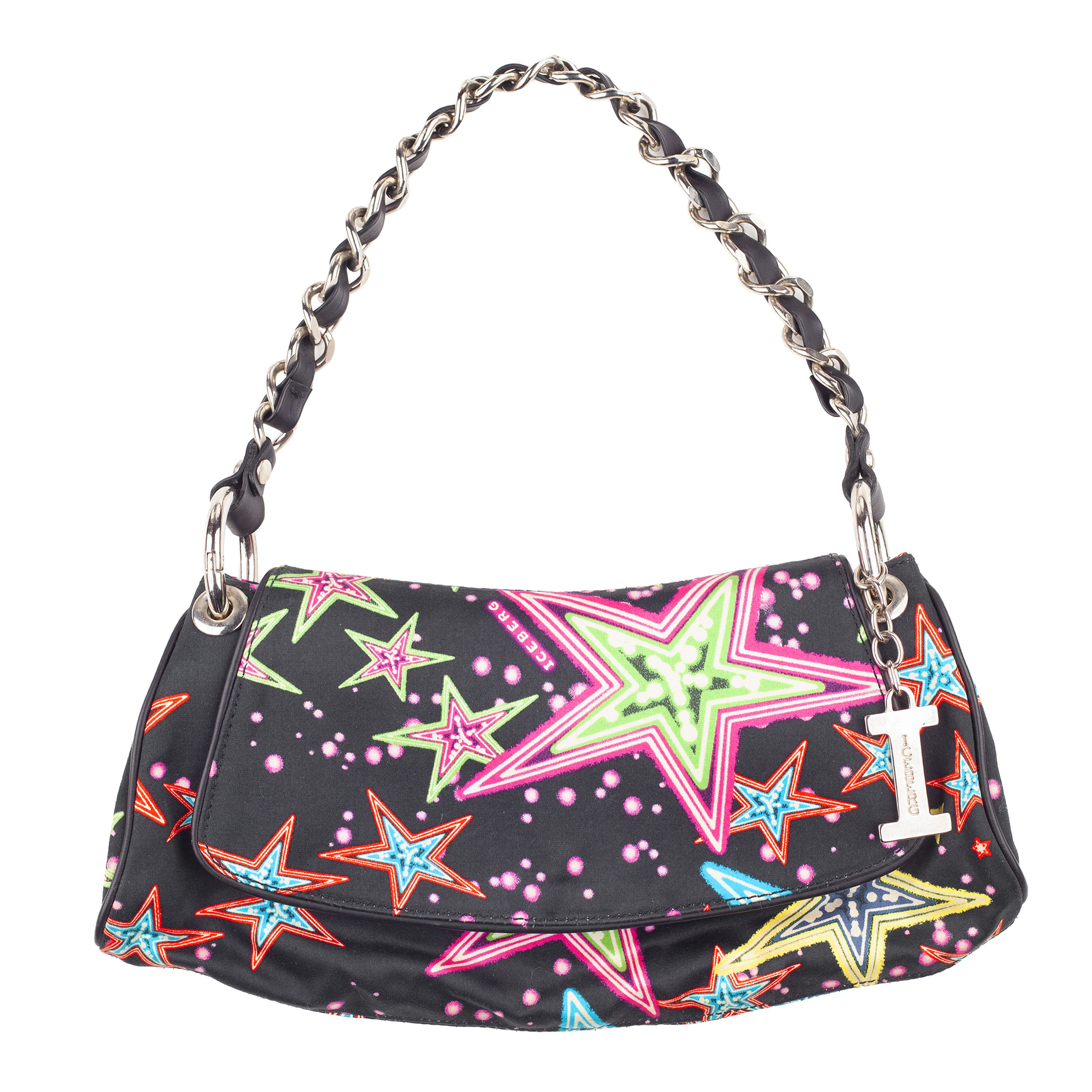 Iceberg Iceberg Stars Print Vintage Black Shoulder Bag Size ONE SIZE - 1 Thumbnail