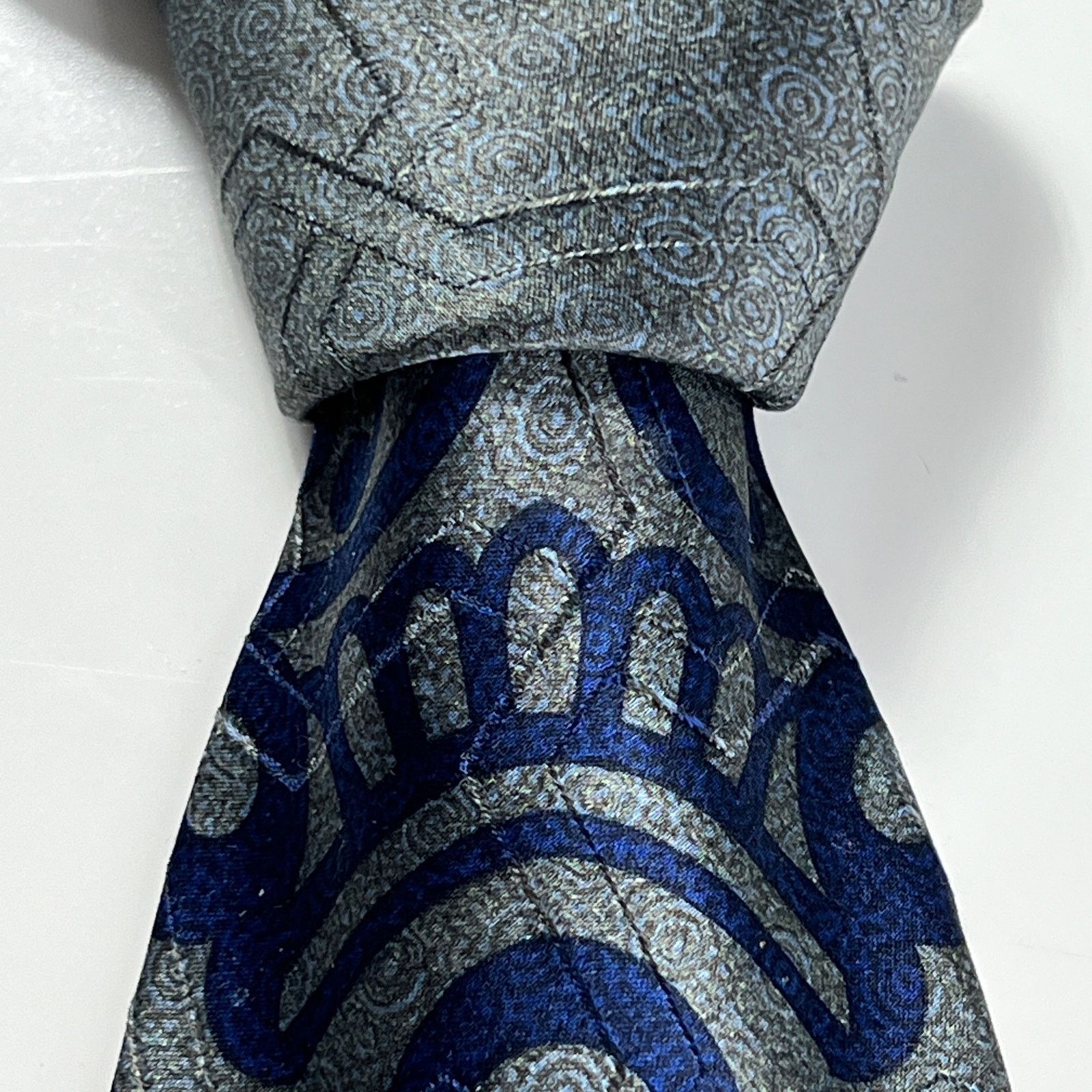 Gianfranco Ferre Gianfranco Ferre Men's Italy Tie Blue Gray 100% Silk Necktie Size ONE SIZE - 4 Thumbnail