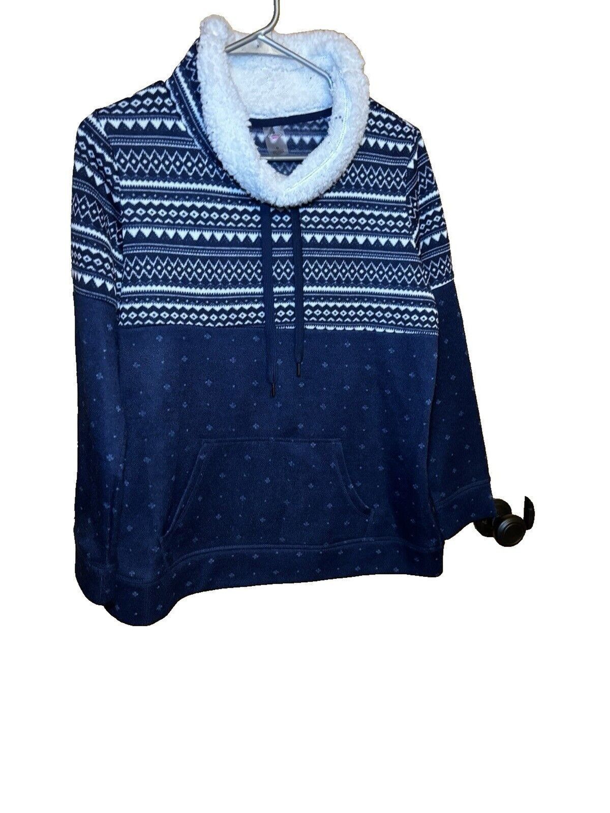 St. Johns Bay St. Johns Bay Blue White Fleece Mock Neck Sweater size M Size M / US 6-8 / IT 42-44 - 9 Thumbnail