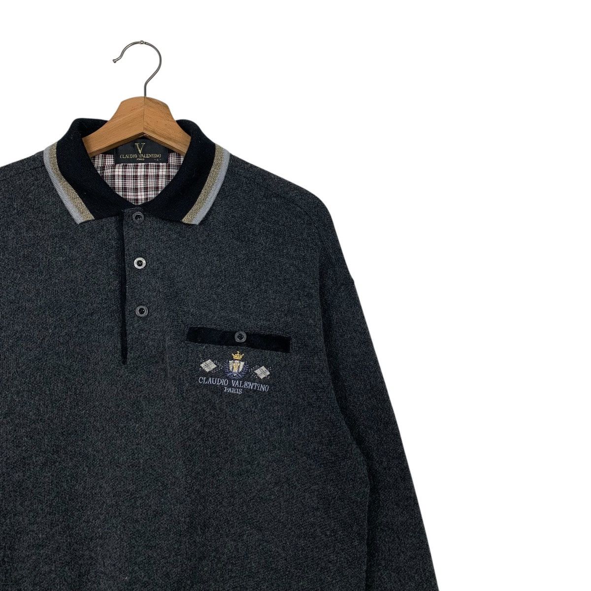 Vintage 90's CLAUDIO VALENTINO Half Button Sweatshirt #2524-C114 Size US L / EU 52-54 / 3 - 7 Thumbnail