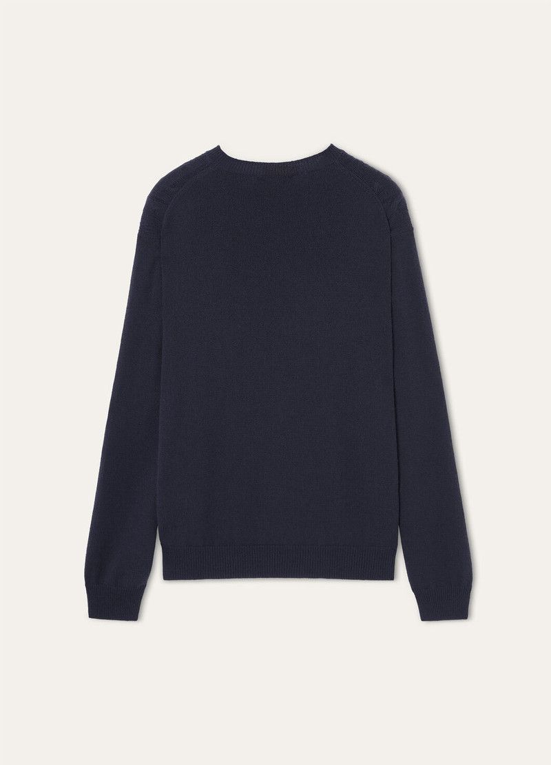 Loro Piana o1w1db10226 FAO9788 Lenno Crewneck Sweater in Blue Size US XL / EU 56 / 4 - 6 Thumbnail