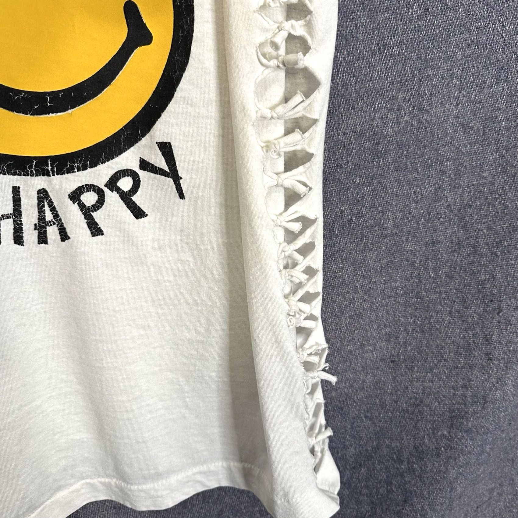Vintage VINTAGE 90s Don’t Worry Be Happy Smiley Face Sleeveless Tank Top Shirt M Unisex White Cotton Knit Regular Size M Adults Boys Girls Mens Womens Size M / US 6-8 / IT 42-44 - 4 Thumbnail