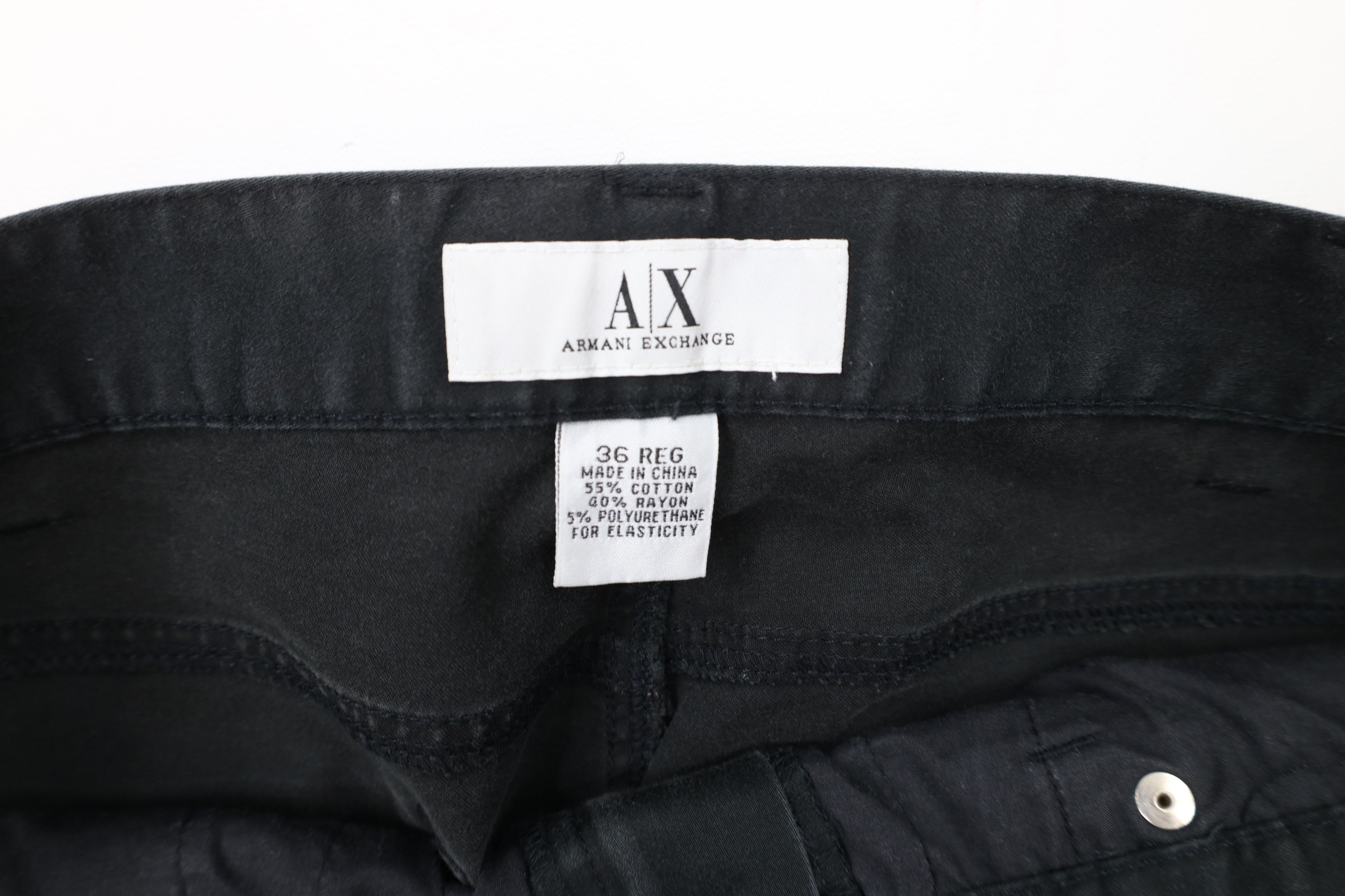 Armani Exchange × Vintage Vintage Armani Exchange Spell Stretch Wide Leg Pants Black Size US 36 / EU 52 - 7 Thumbnail