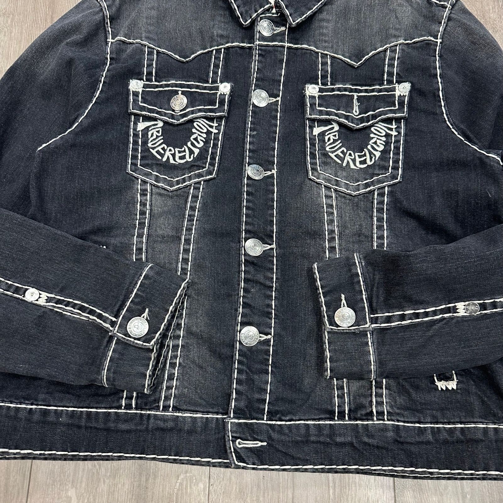 True Religion True Religion Jimmy contrast-stitch denim jacket washed XXL Size US XXL / EU 58 / 5 - 4 Thumbnail