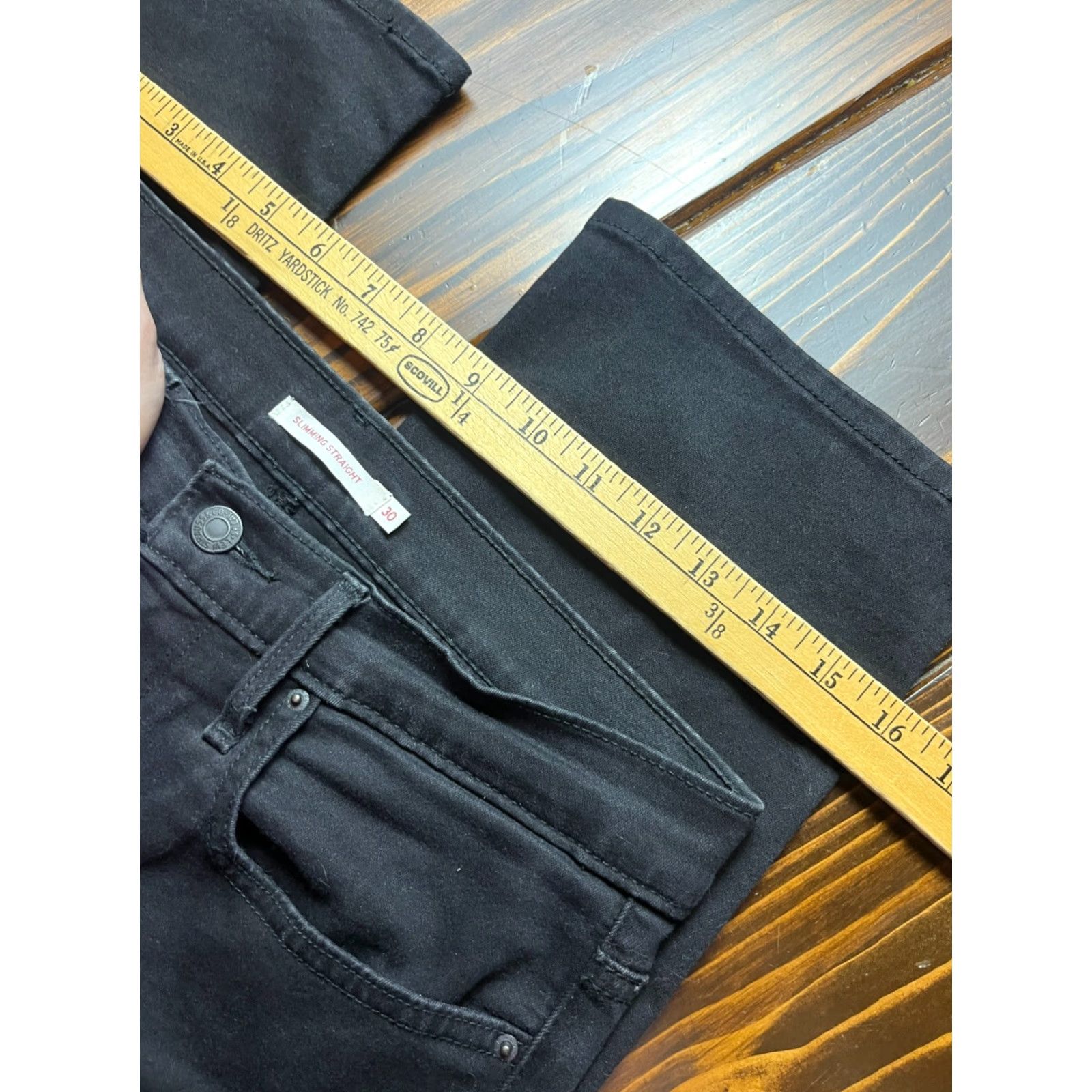 Levi's Levi's Jeans Men's 30x32 Black Denim Slimming Straight Pockets Mens Size US 30 / EU 46 - 4 Thumbnail