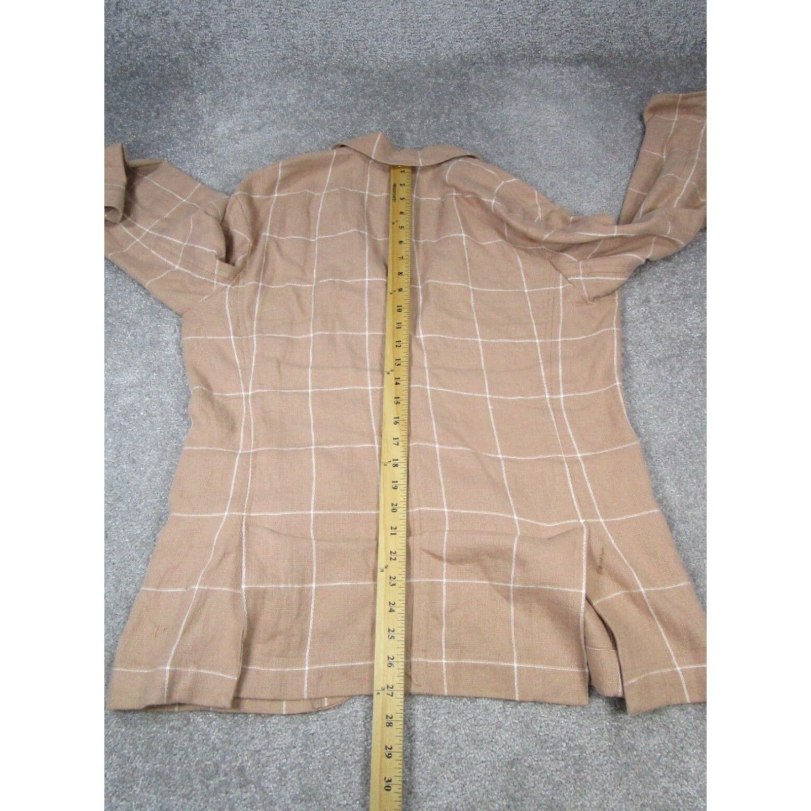Madewell Madewell Blazer Sports Coat Womens M Brown Linen Blend Check Jacket Mid-Length Long Sleeve Button Closure Women's Blazer 90s Style Basic Jacket Size M / US 6-8 / IT 42-44 - 7 Thumbnail