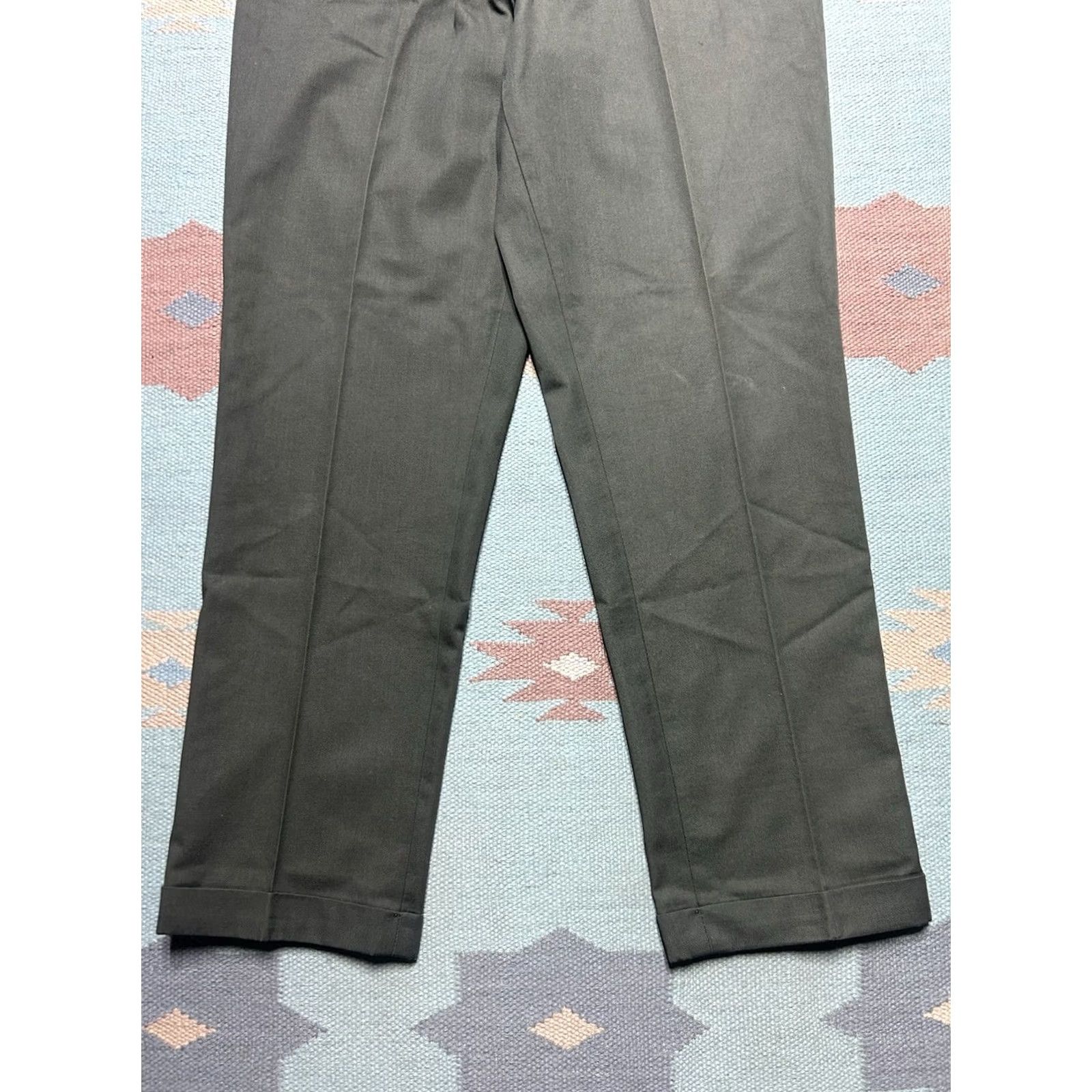 Vintage VINTAGE Koratron Work Pants Chino Green 33x30 Mens Workwear 60s 70s Size US 33 - 2 Thumbnail