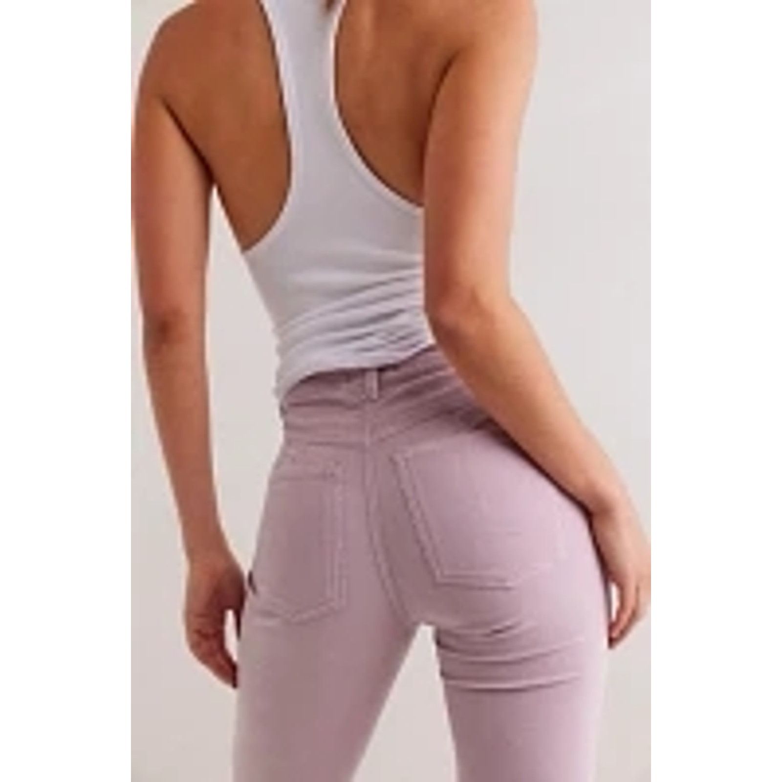 Free People New CRVY Karma Cord Flare Jeans WTF $128 LARGE Lilac Smoke Size 36" / US 14 / IT 50 - 3 Thumbnail