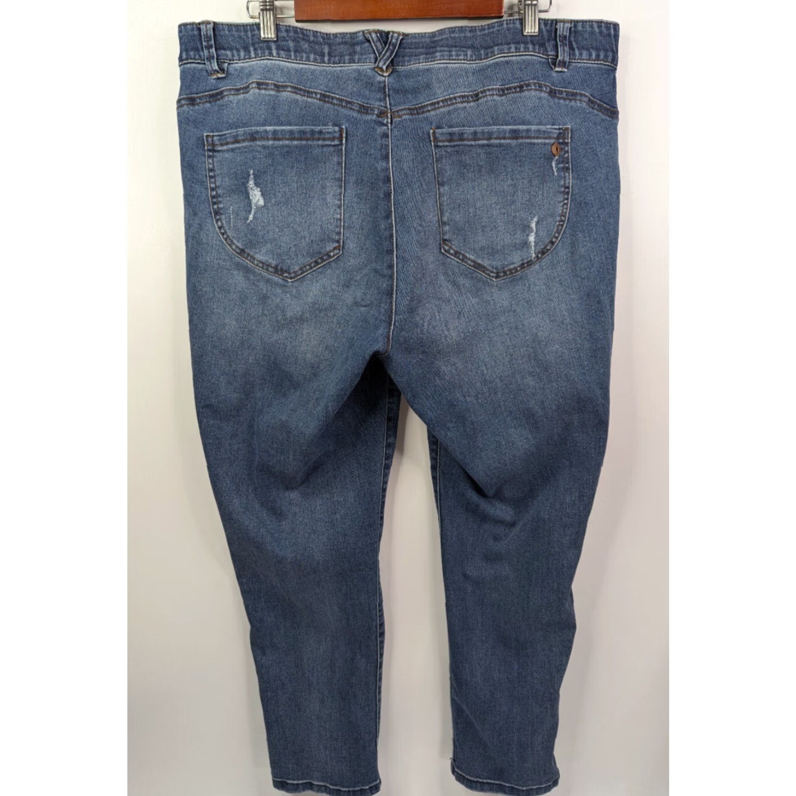 Vintage Democracy Slimming Jeans Skinny High Rise 20W Blue Denim Jeans Women Distressed Size 42" / US 20 - 5 Thumbnail