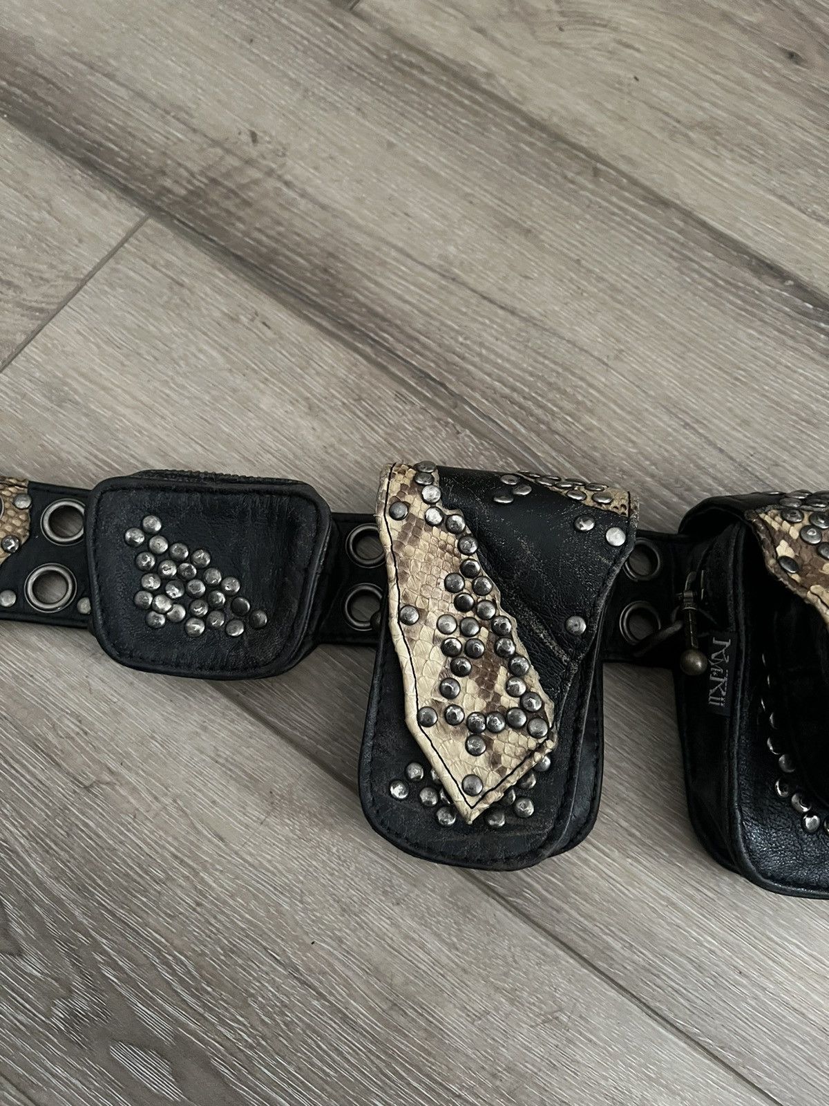 KMRii KMrii Python Snakeskin Diamond 5 Pouch Belt Size ONE SIZE - 5 Thumbnail