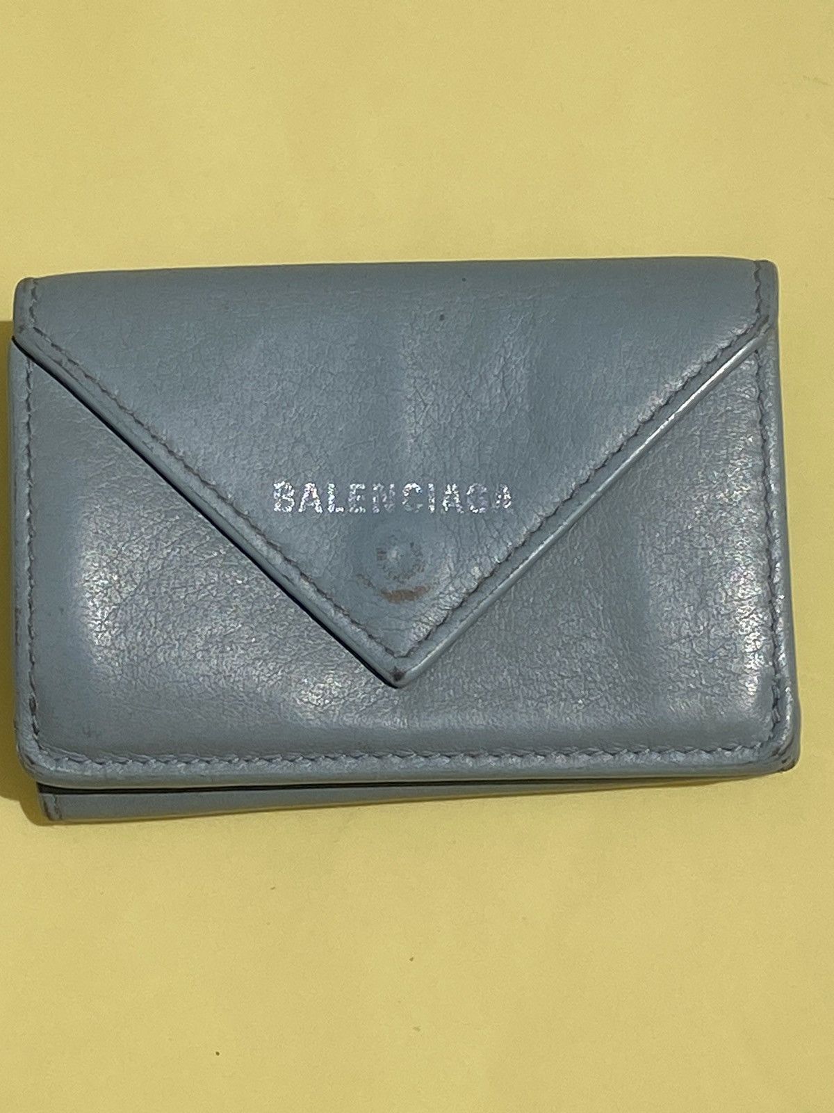 image of Balenciaga Mini Papier Trifold Wallet in Grey, Men's