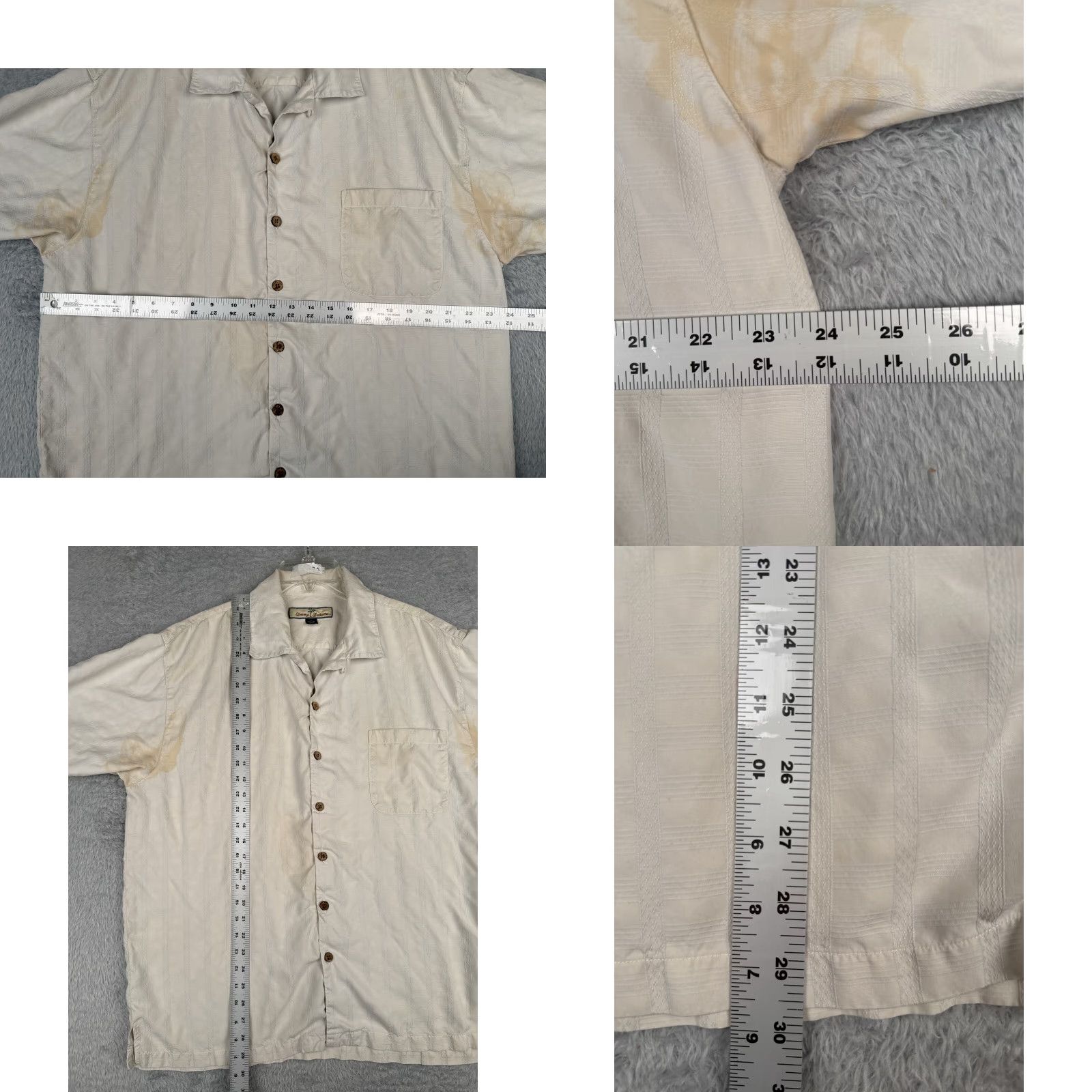 Tommy Bahama Tommy Bahama Shirt Men XL Beige Silk Button-Up Short Sleeve Casual Resort Aloha Beach Hawaii 44in Chest Mens Premium Pattern: Striped Vintage: No Size US XL / EU 56 / 4 - 8 Thumbnail
