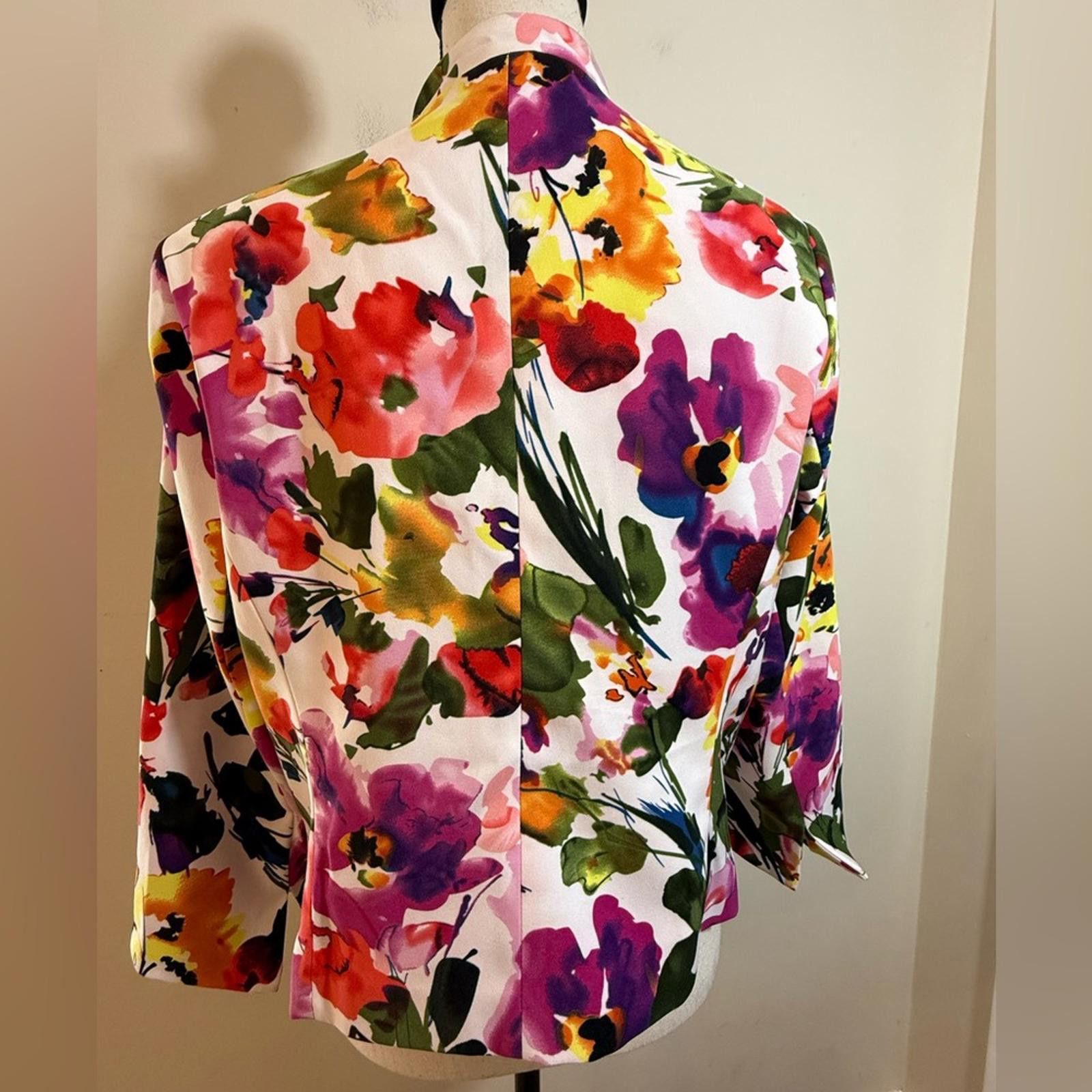 Other Molly & Maxx floral silky statement blazer jacket SZ PL Size L / US 10 / IT 46 - 4 Thumbnail