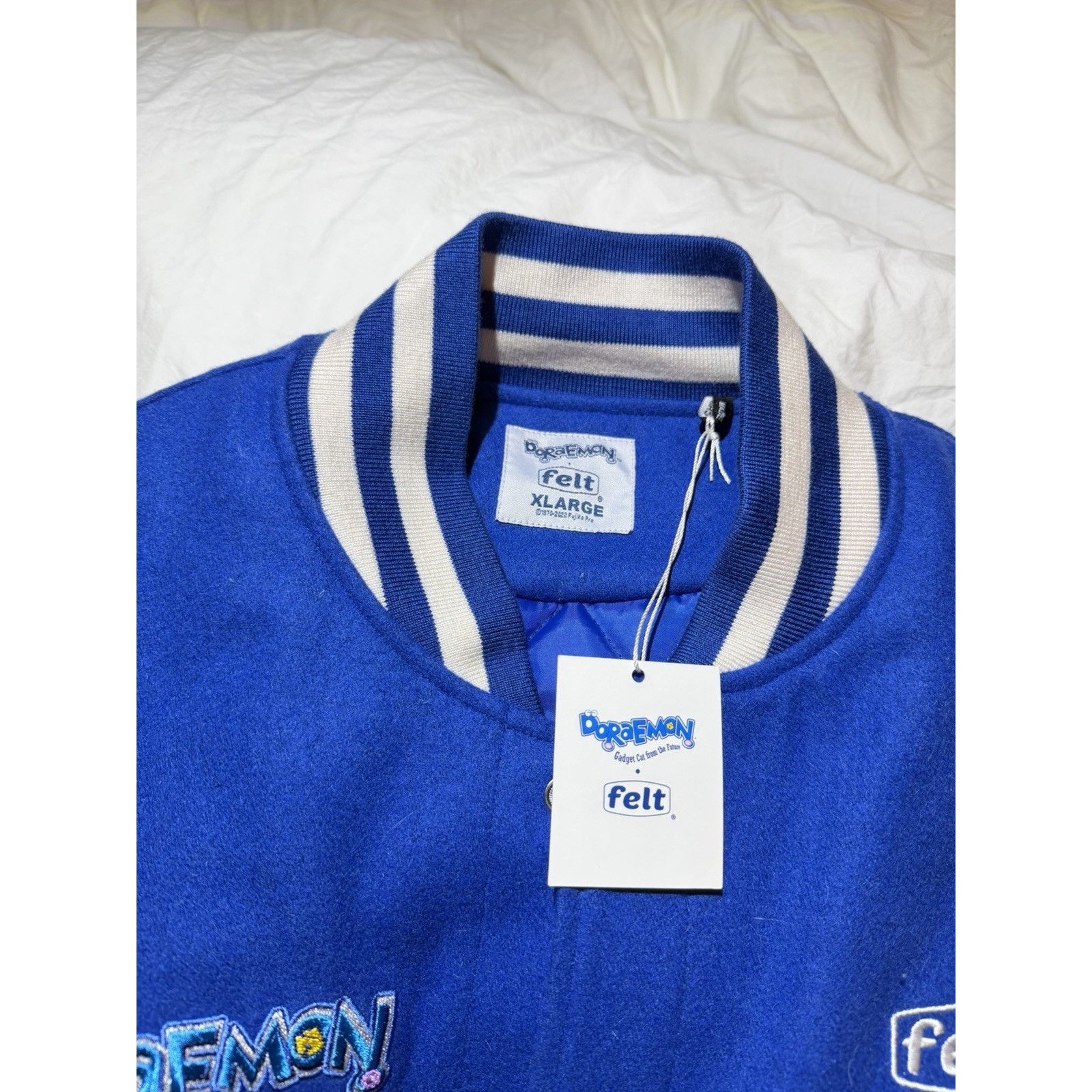 Felt Doraemon Varsity Jacket Blue White Leather X-Large, Men's (Size Xl) — image 3 of 5