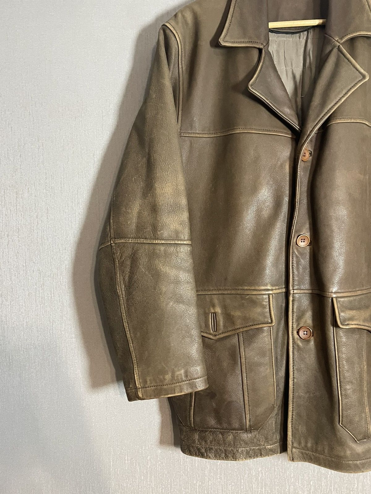 Leather Vintage Washed Brown Leather Coat Jacket Hedi Acne RRL erd Size US L / EU 52-54 / 3 - 2 Thumbnail