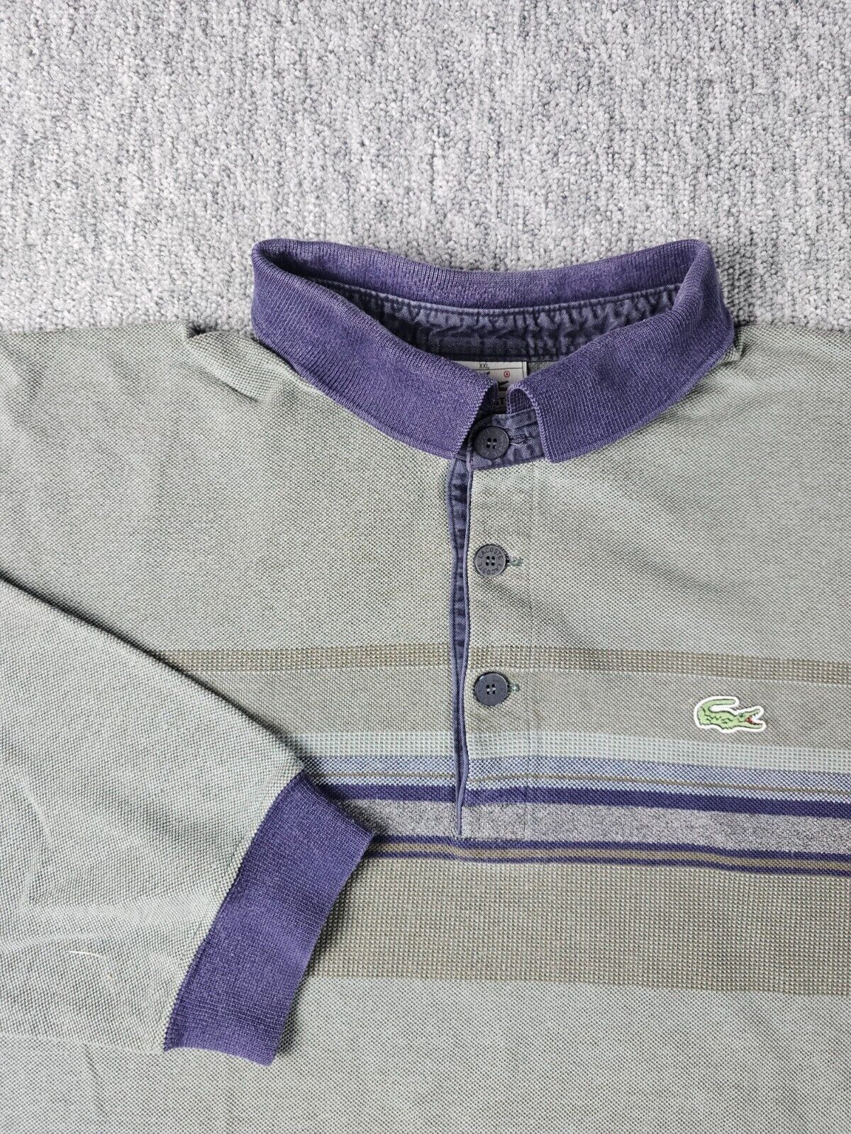 Vintage 90s Lacoste Striped Rugby Shirt Made in Italy 2XL