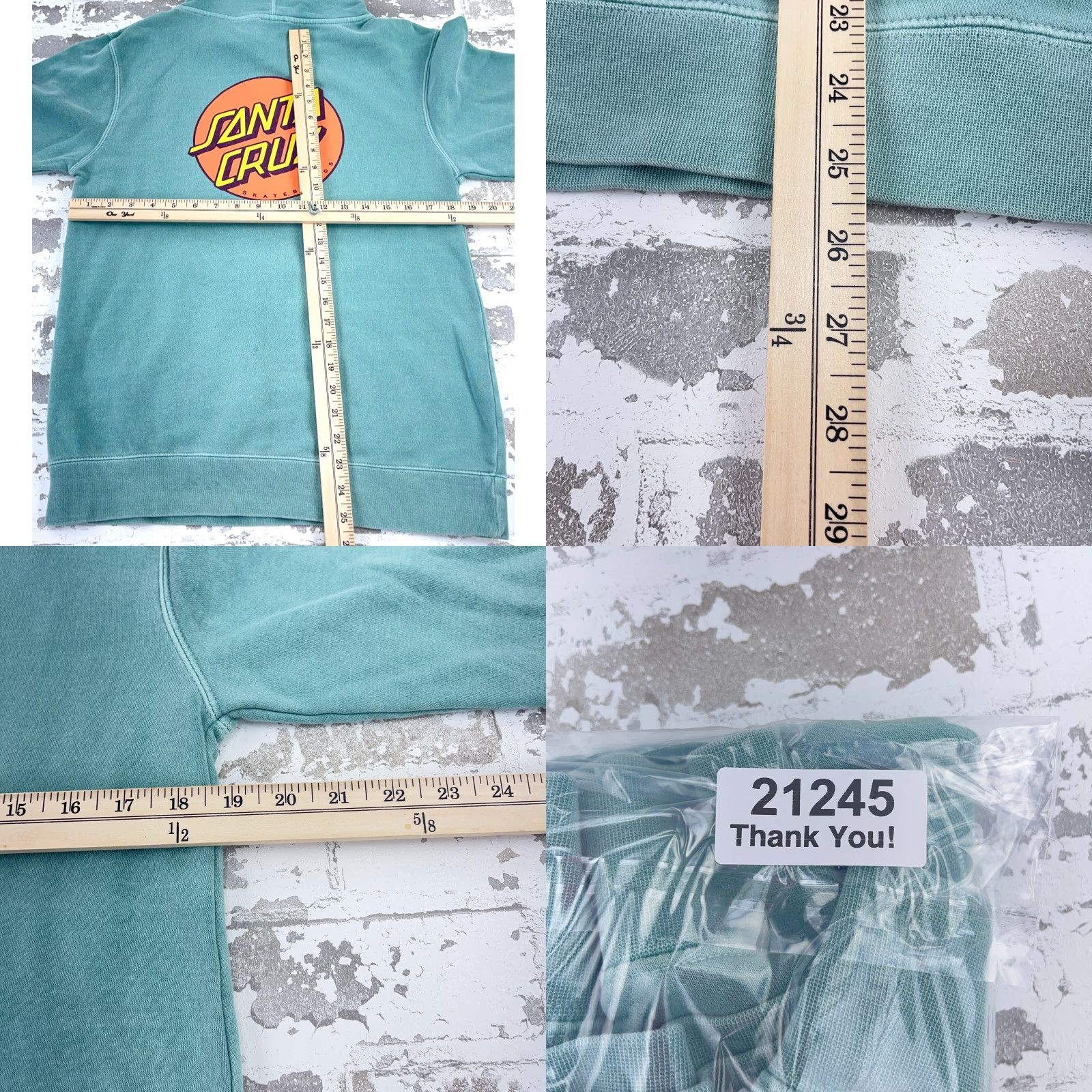 Vintage Santa Cruz Hoodie Men S Blue Sweatshirt Teal Logo Embroidered Pullover Knitted Fleece Pockets Hooded Regular Size S Shirt Size US S / EU 44-46 / 1 - 8 Thumbnail