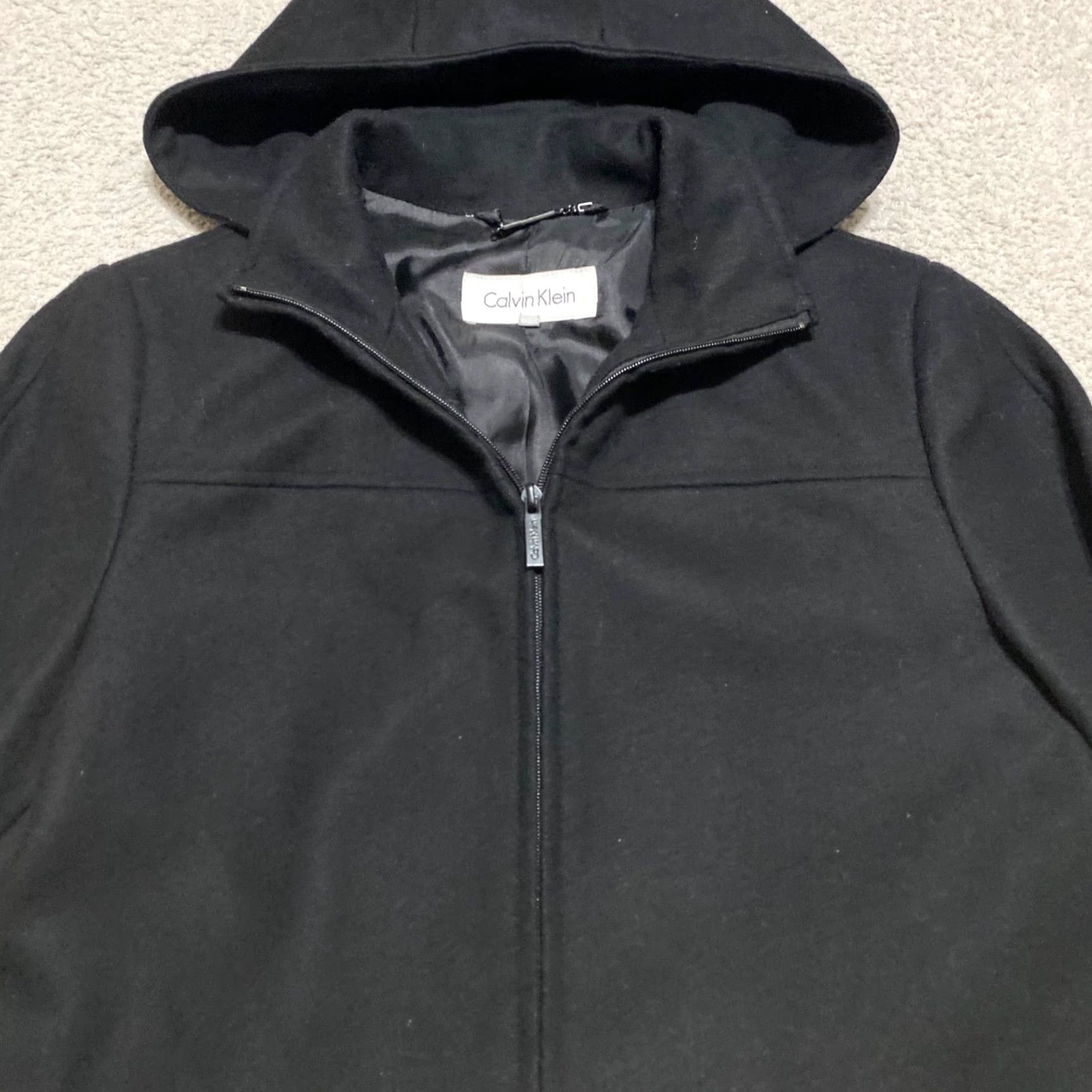 Calvin Klein Calvin Klein Coat Wool Blend Black Full Zip Hooded Womens Size 4 Long Sleeve Solid Front Zip Logo Vintage No 2000s Shirt? Size S / US 4 / IT 40 - 5 Thumbnail