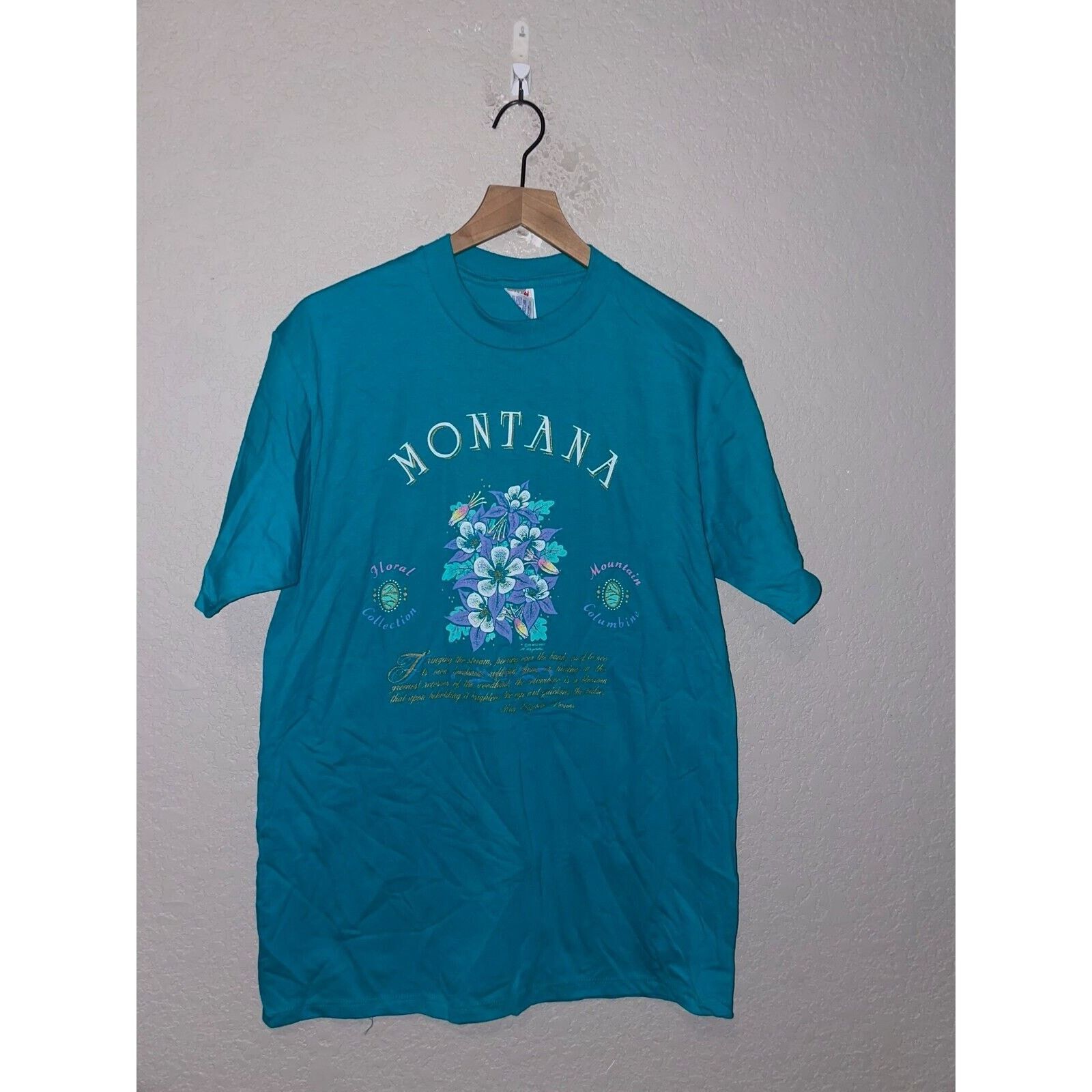 Jerzees Vintage Mountain Columbine Shirt Montana Teal Tee VTG 90s L Size US L / EU 52-54 / 3 - 1 Thumbnail