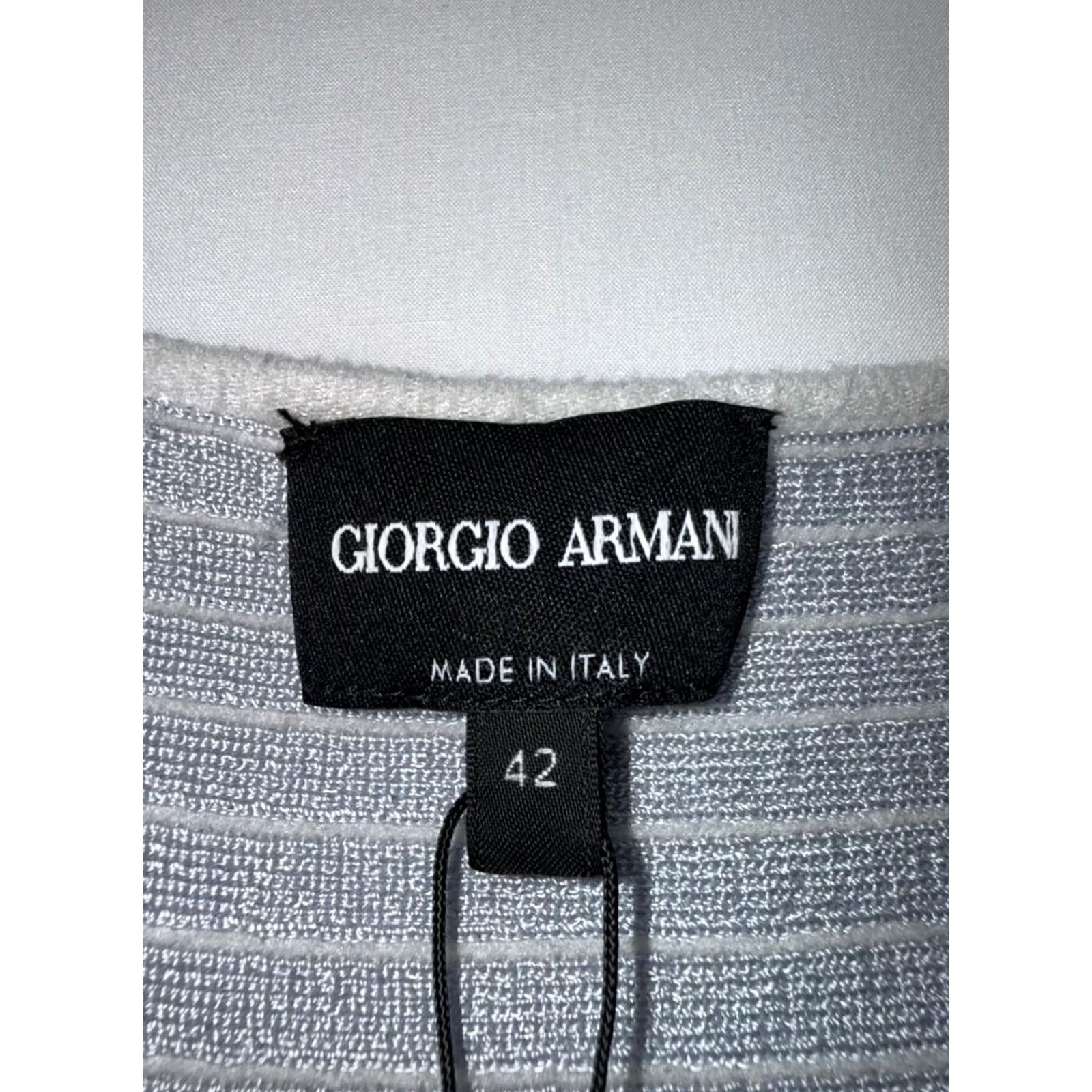 Giorgio Armani Giorgio Armani Women's Gray White Striped Sleeveless Dress 42 EU Size Dress Size M / US 6-8 / IT 42-44 - 3 Thumbnail