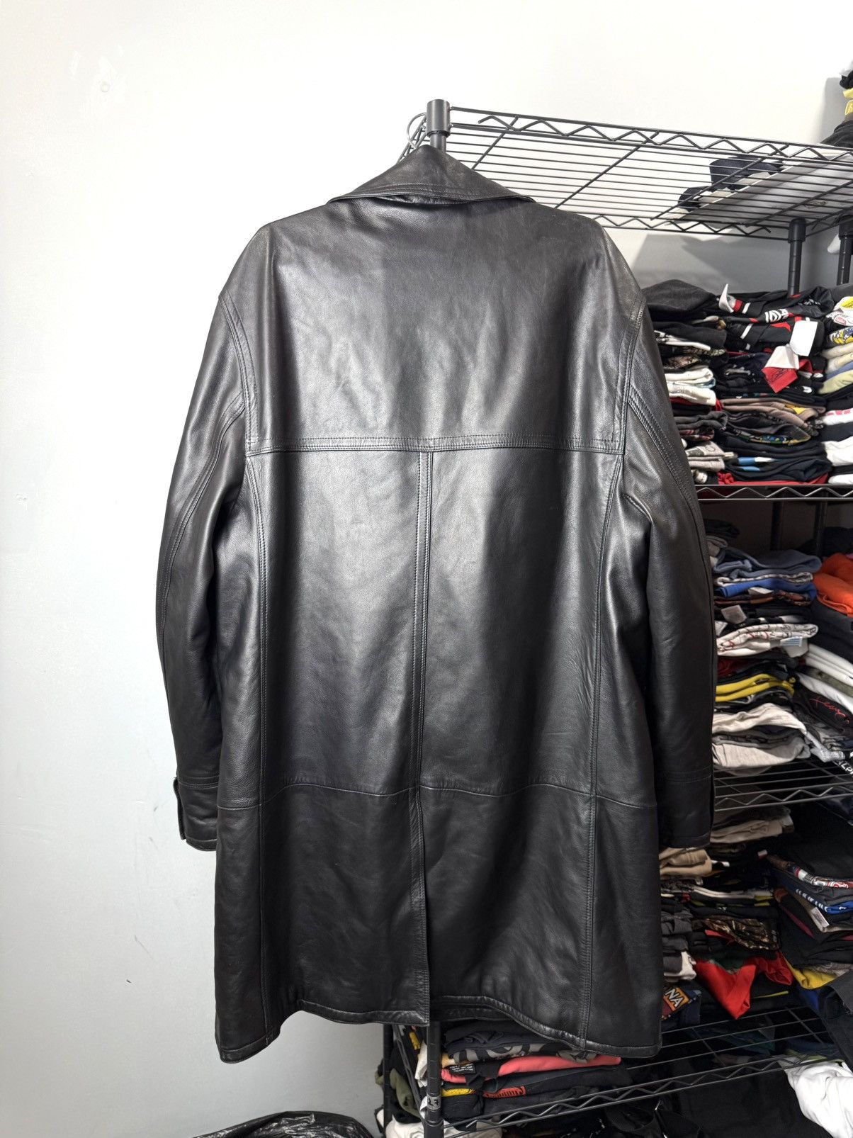 Versace Vintage Versace V2 Leather Jacket Cloak Trench Size US XL / EU 56 / 4 - 8 Thumbnail