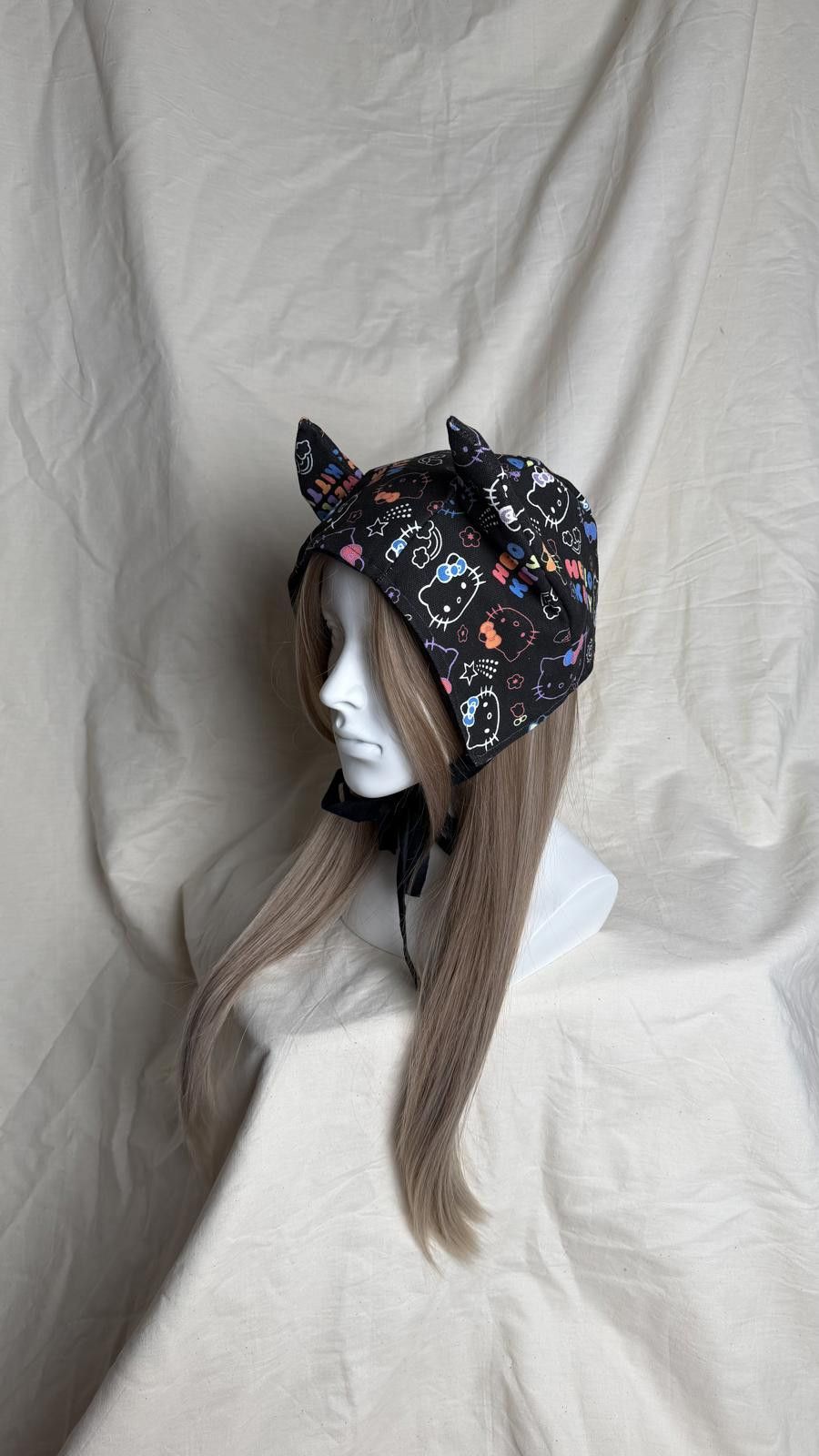Japanese Brand Handmade Reversible Hello Kitty Cat Ear Hat - Kawaii Cosplay Size ONE SIZE - 3 Thumbnail