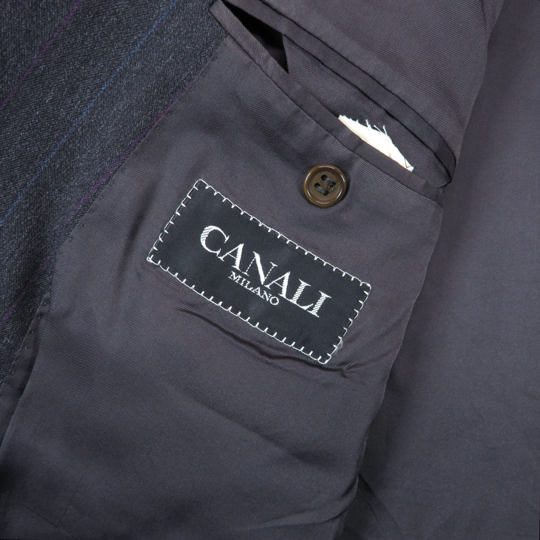 Canali VINTAGE Canali Milano Jacket 44R Charcoal Double-Breasted Wool Pinstripe Blazer Coat Men Size 44R - 7 Thumbnail