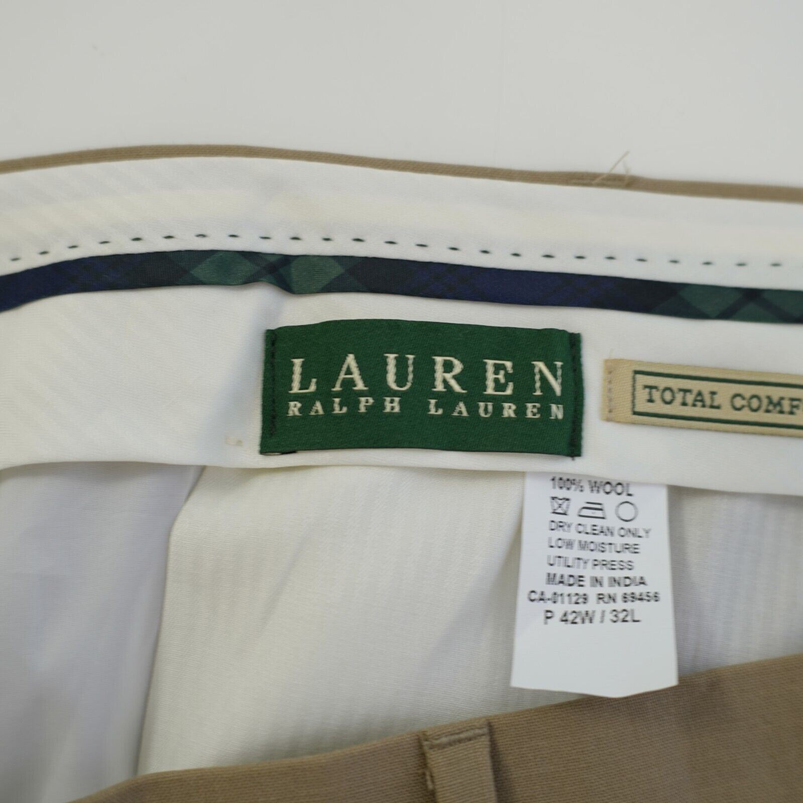 Lauren Ralph Lauren Lauren Ralph Lauren Wool Tan Flat Front Dress Pants 42/32 Hi Size 42R - 6 Thumbnail