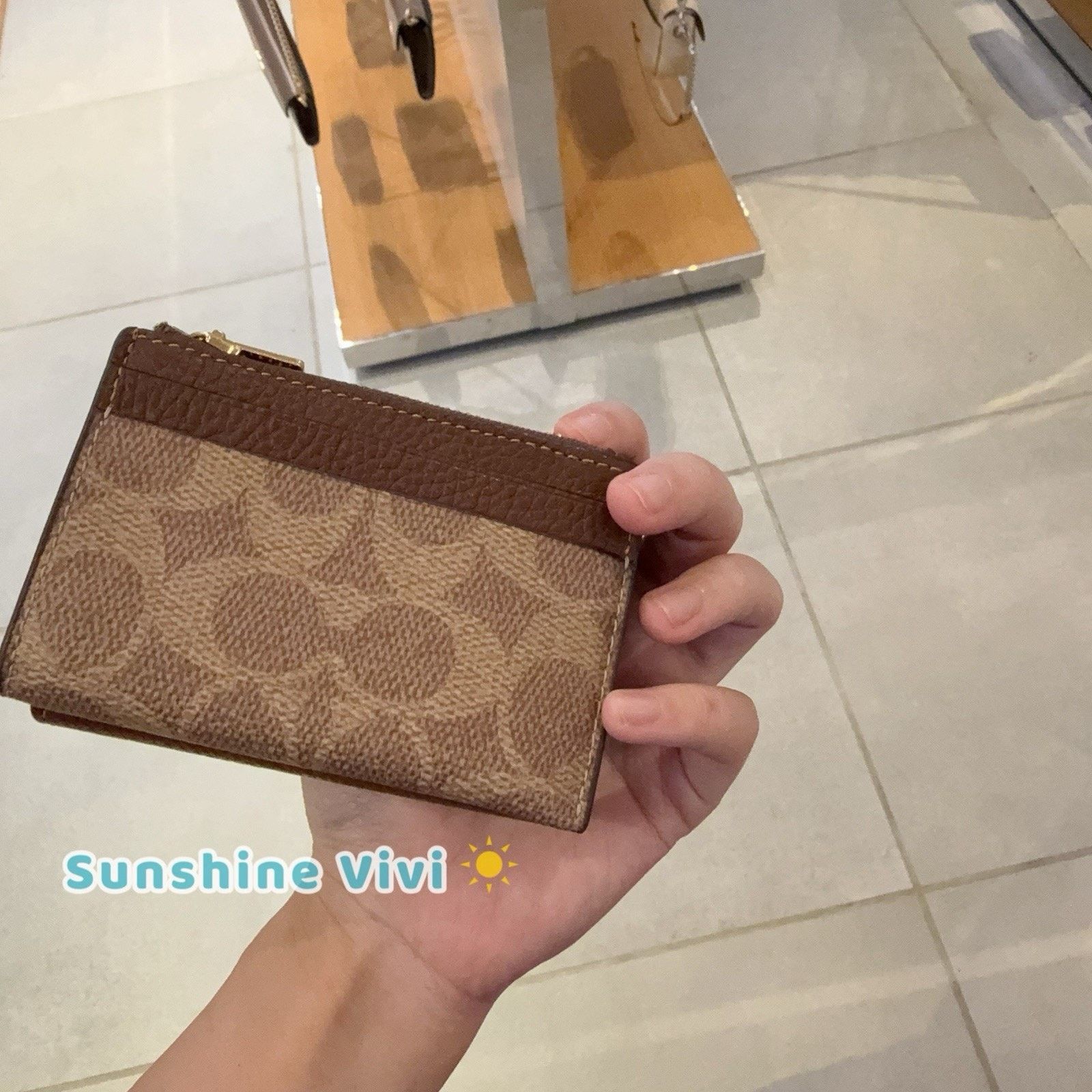 Coach NWT Coach Card Holder Wallet CZ034 IM/TAN/BROWN Size ONE SIZE - 3 Thumbnail