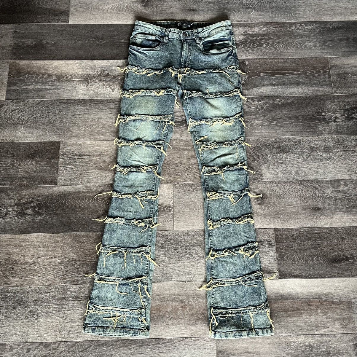 Vintage Vintage Style Octagon Distressed Stack Denim Jeans 30x36 Size US 30 / EU 46 - 1 Thumbnail
