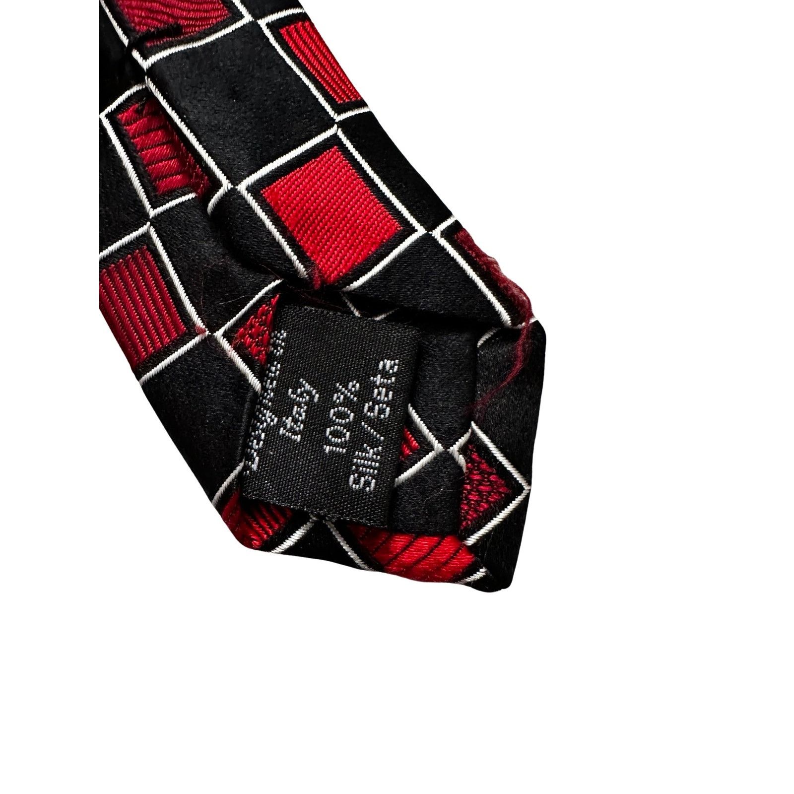 Vintage Vintage Ertu Black Red Checkered Silk Necktie Size ONE SIZE - 2 Thumbnail