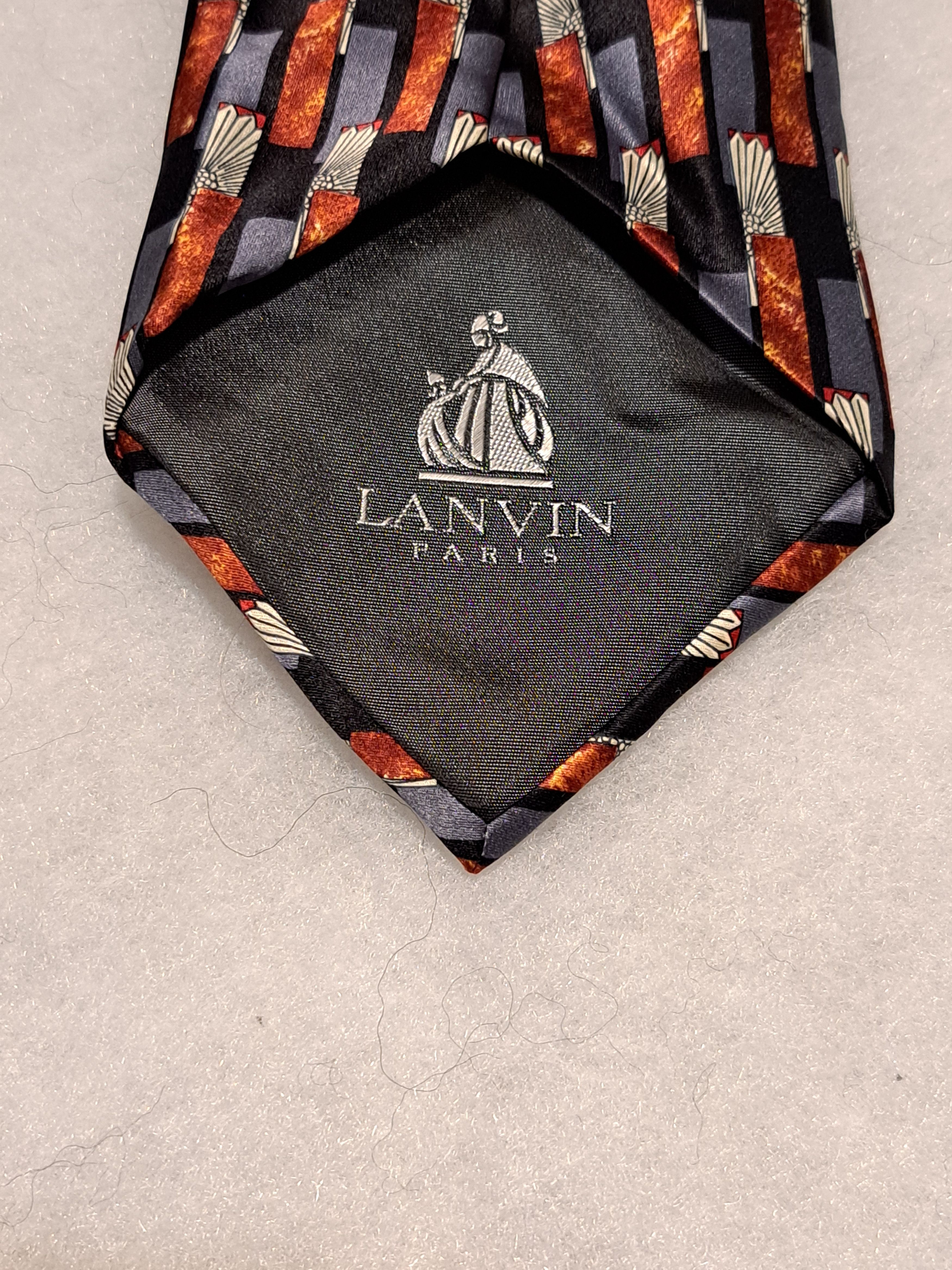 Lanvin Lanvin silk tie, yellow gray abstract black Size ONE SIZE - 4 Thumbnail