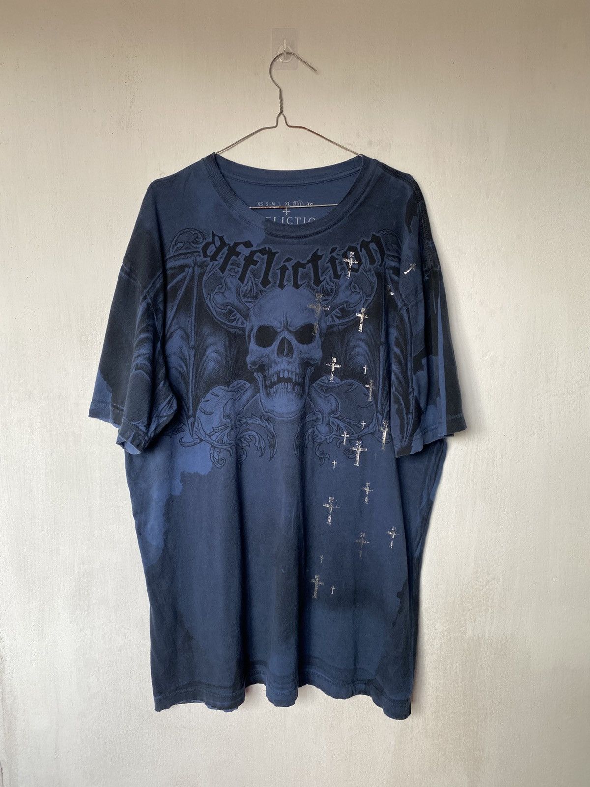 Affliction RARE Affliction Cross Skull Wings Graphic Tshirt Size US XL / EU 56 / 4 - 1 Thumbnail