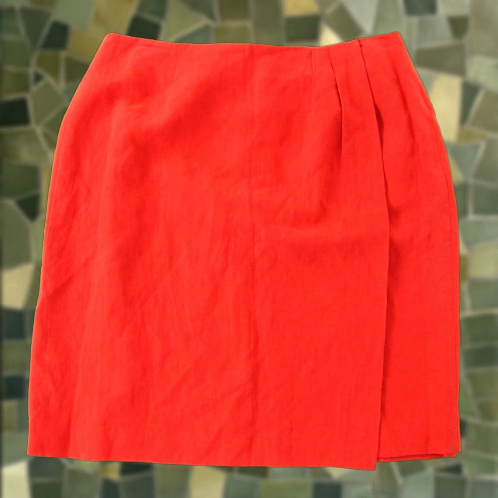 Vintage NWT Josephine Chaus Silk Linen Red Straight Pencil Wrap Skirt Women 12 Size 34" / US 12 / IT 48 - 1 Thumbnail