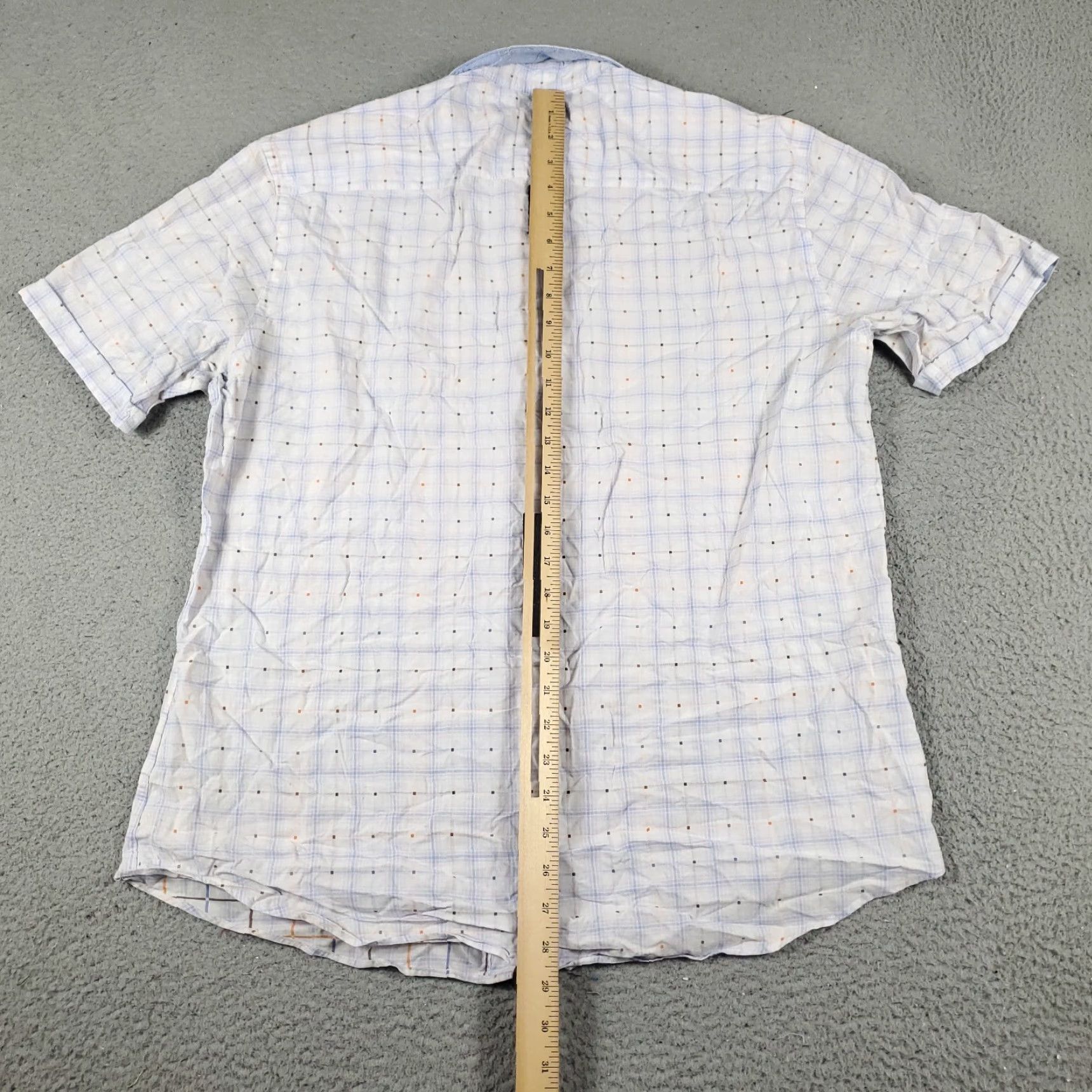 BUGATCHI Bugatchi Uomo Shirt Mens Large Blue Plaid Button Up Short Sleeve Regular Fit Size US L / EU 52-54 / 3 - 4 Thumbnail