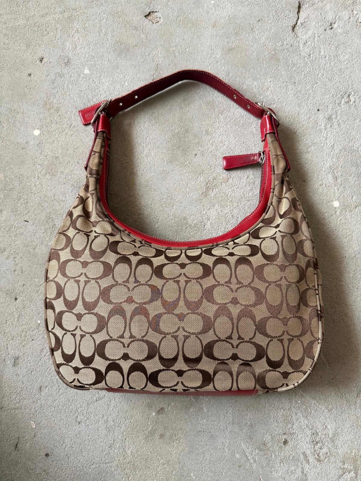Coach Coach Signature Hamilton Hobo Shoulder Bag Beige/Red Size ONE SIZE - 6 Thumbnail