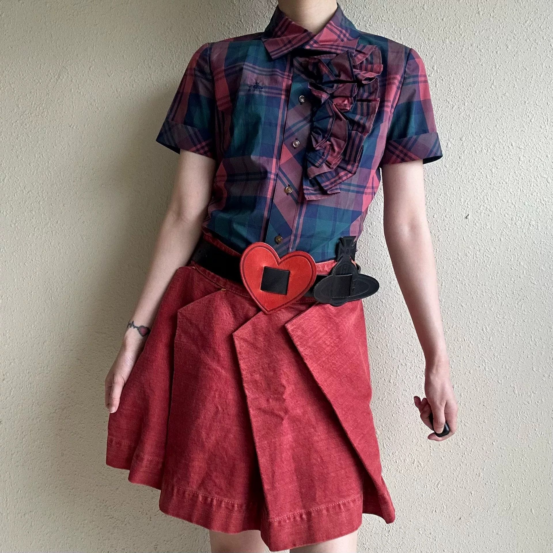 Vivienne Westwood red plaid ruffled blouse by vivienne westwood Size M / US 6-8 / IT 42-44 - 1 Thumbnail